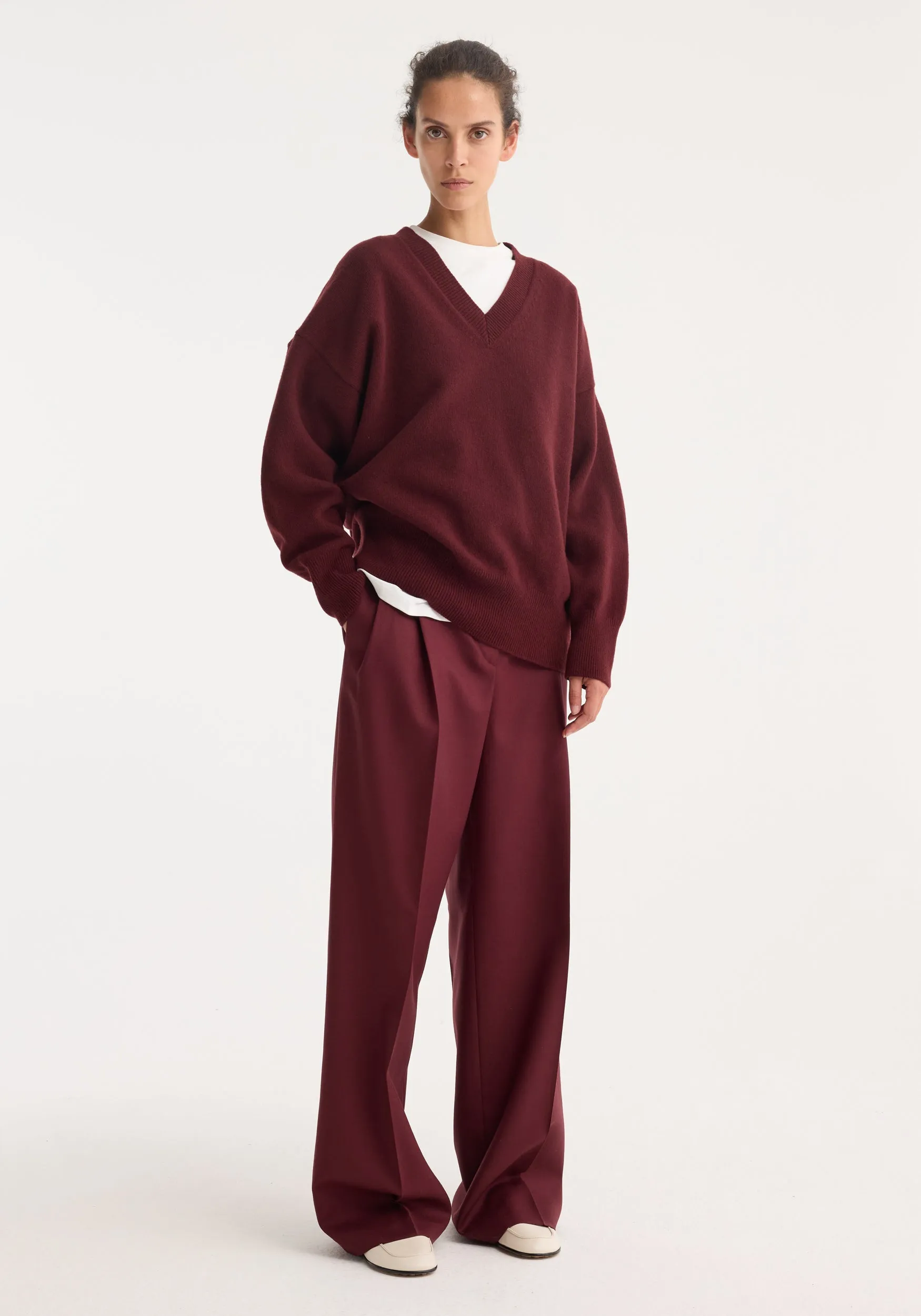 Mid-waist tailored trousers | burgundy sold by Rohe product image thumbnail 2
