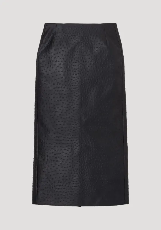Ostrich satin column skirt | black sold by Rohe