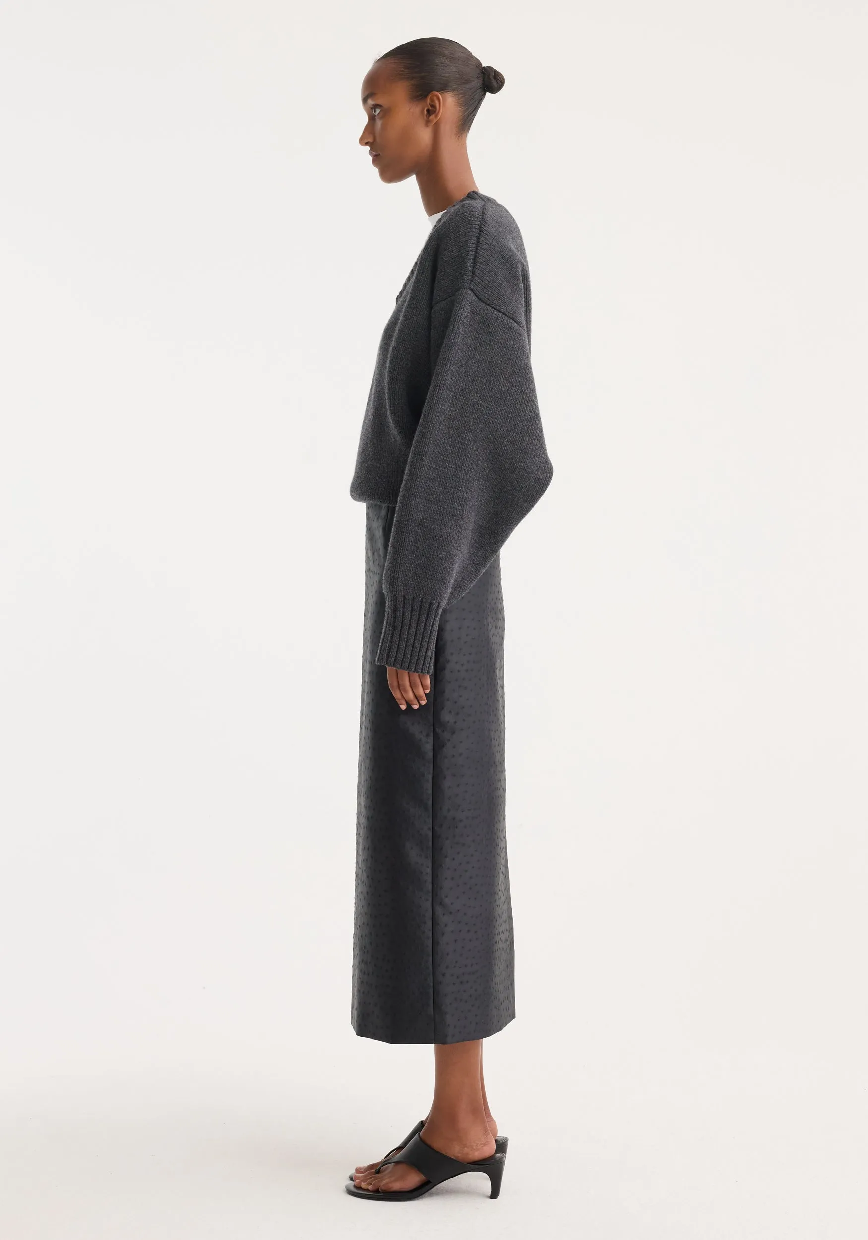 Ostrich satin column skirt | black sold by Rohe product image thumbnail 3