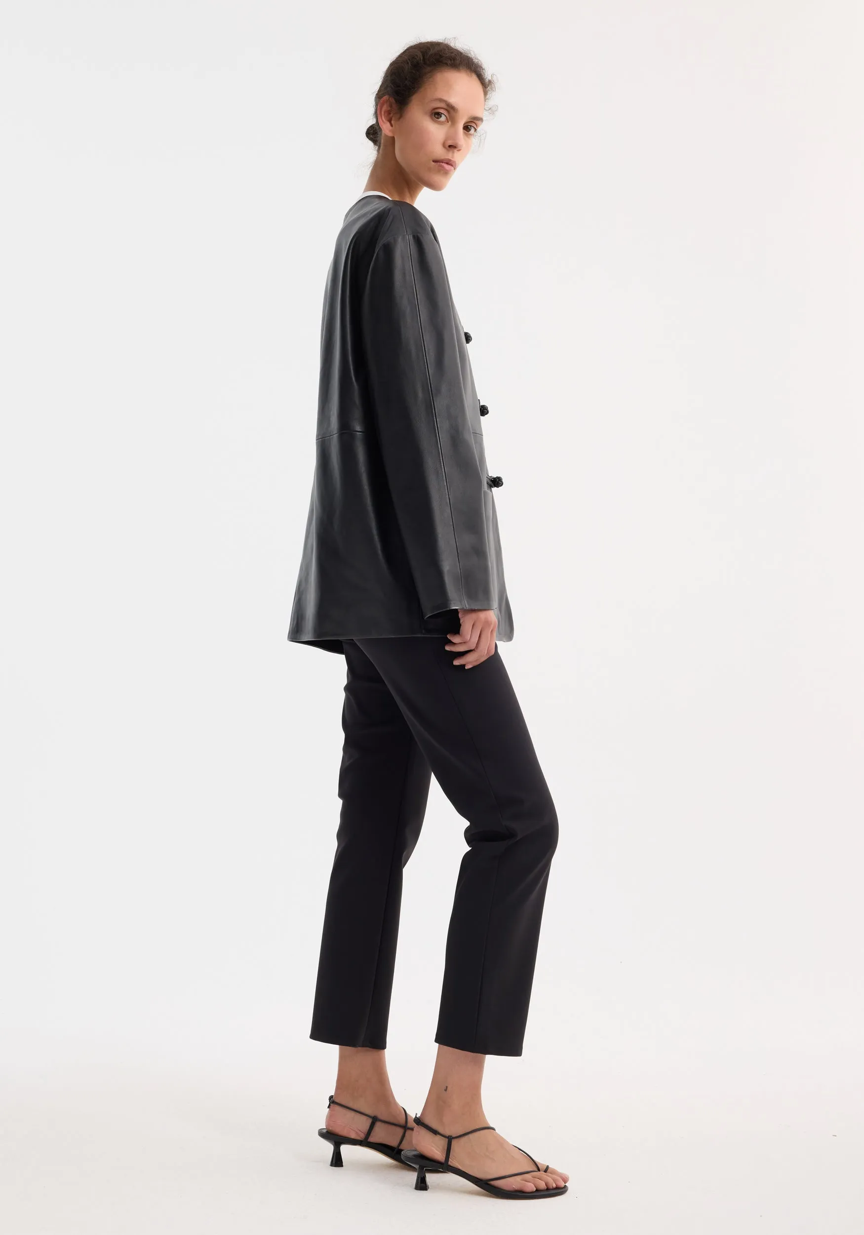 Pankou closure leather jacket | black sold by Rohe product image thumbnail 3