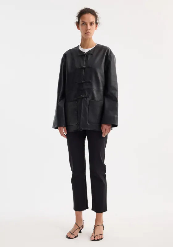 Pankou closure leather jacket | black made by Rohe