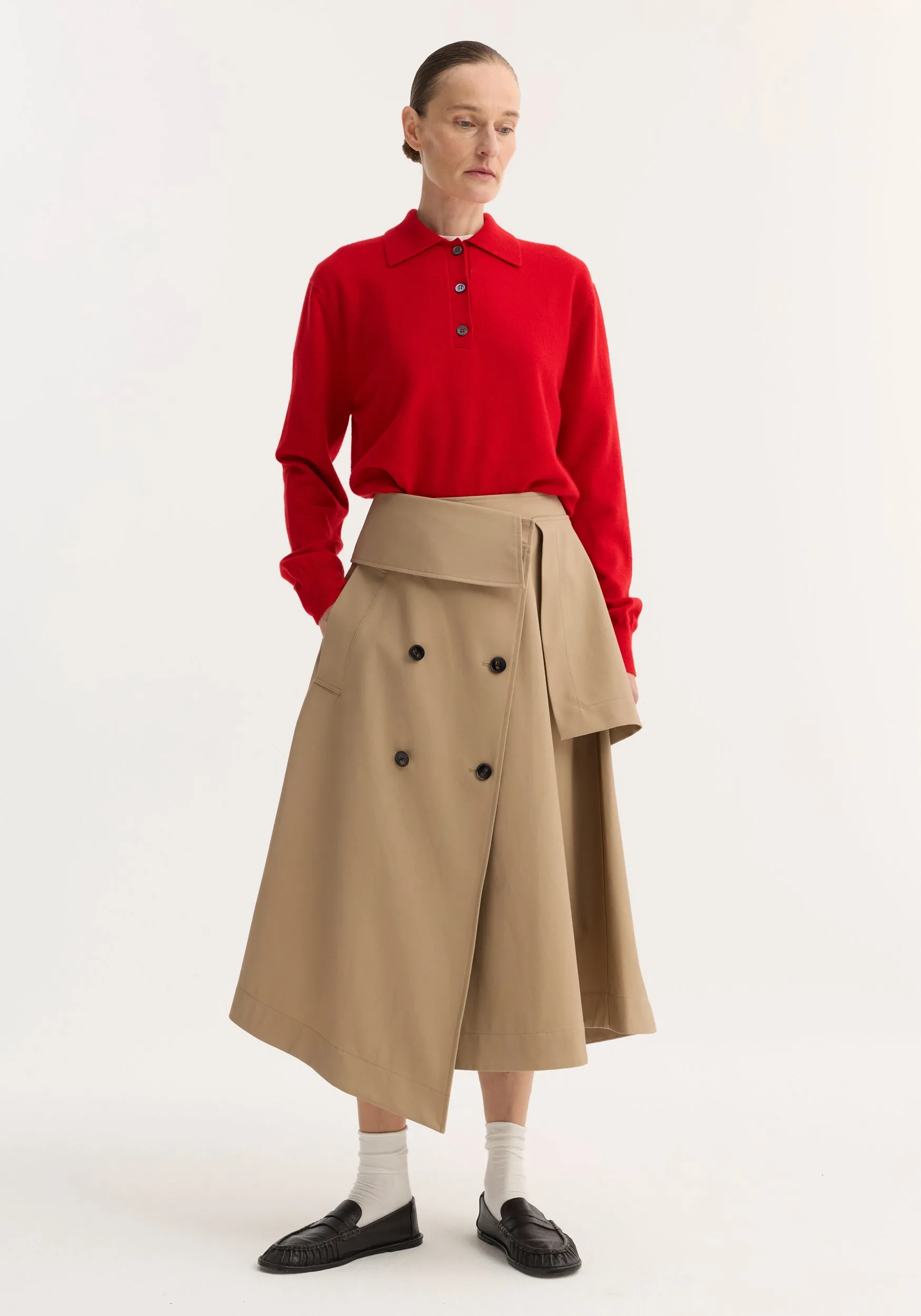 Deconstructed trench skirt | sand sold by Rohe