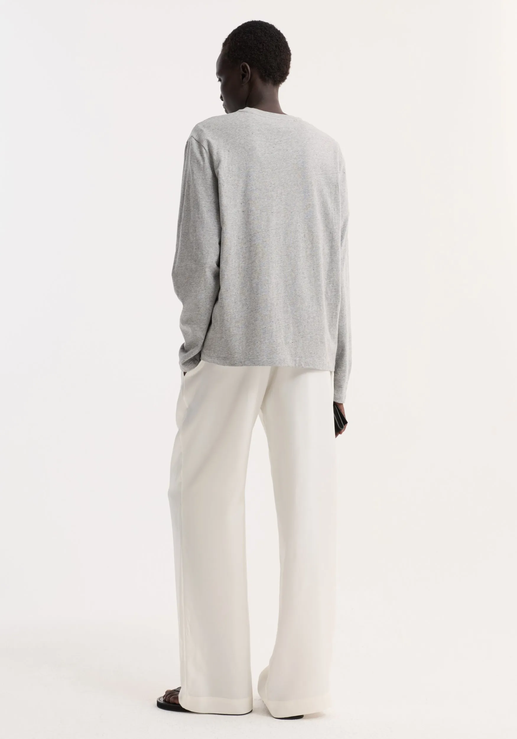 Slub melange cotton long sleeve | light grey melange sold by Rohe product image thumbnail 4