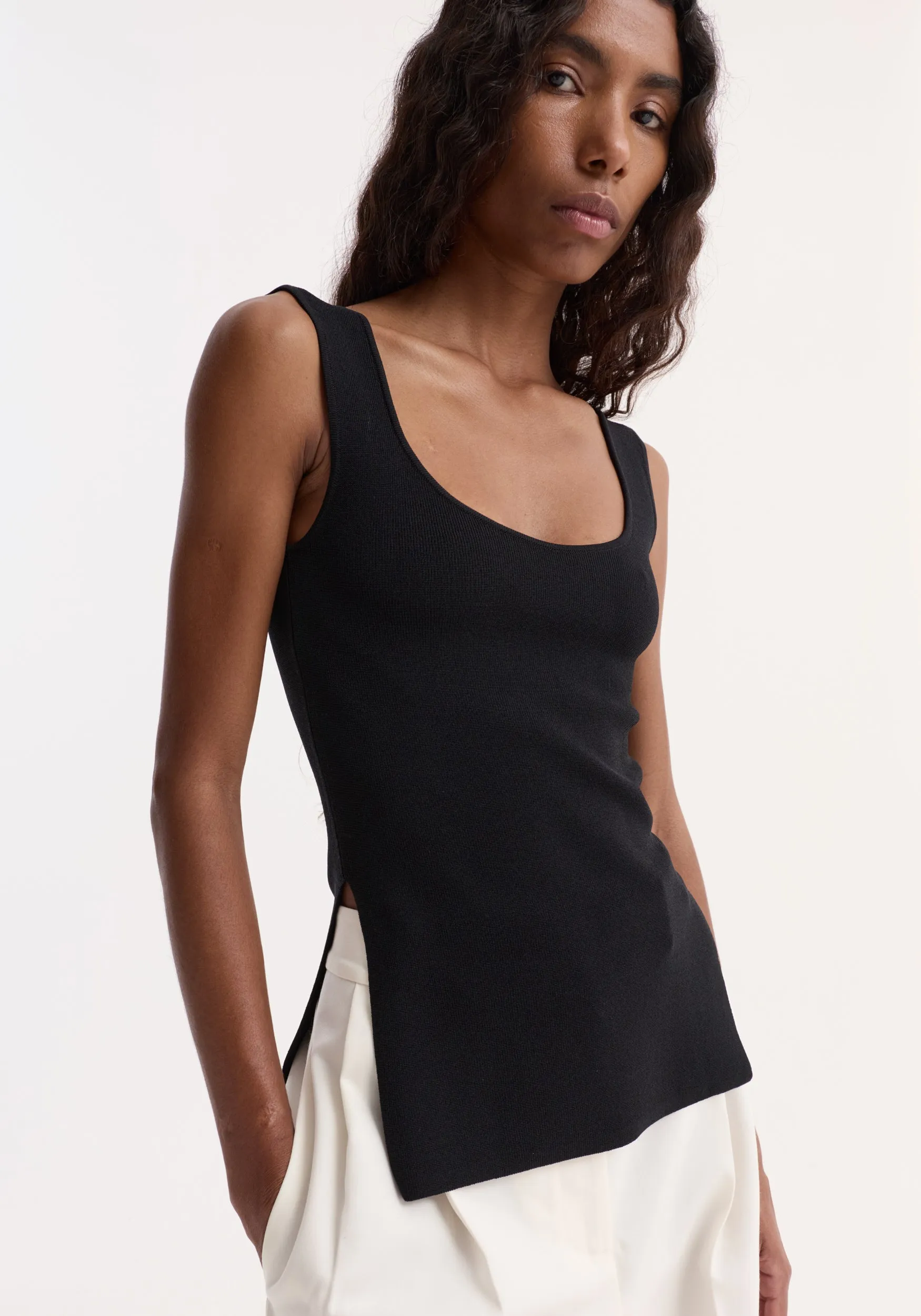 Long knitted bustier top | black sold by Rohe product image thumbnail 3