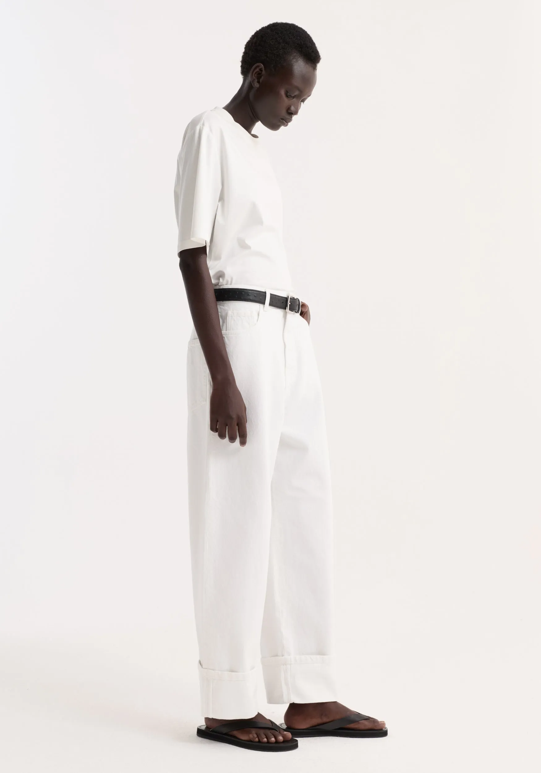 Baggy fit turn-up denim | optic white sold by Rohe product image thumbnail 3