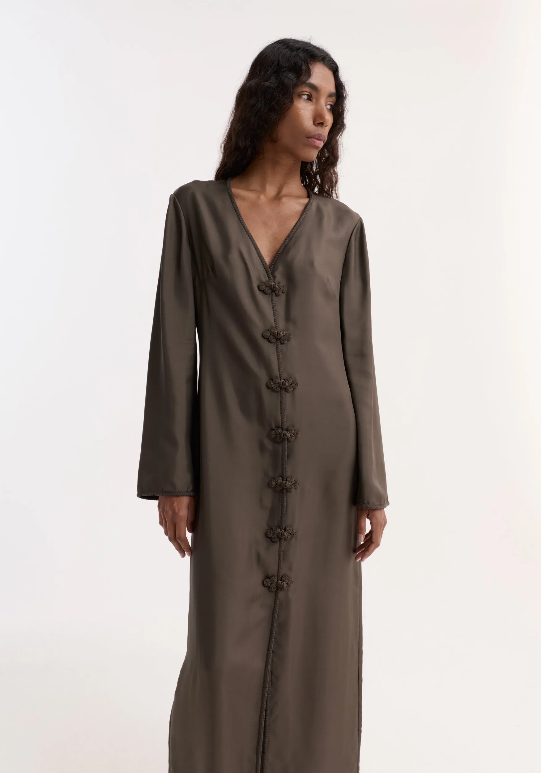 Pankou closure silk dress | earth sold by Rohe product image thumbnail 2