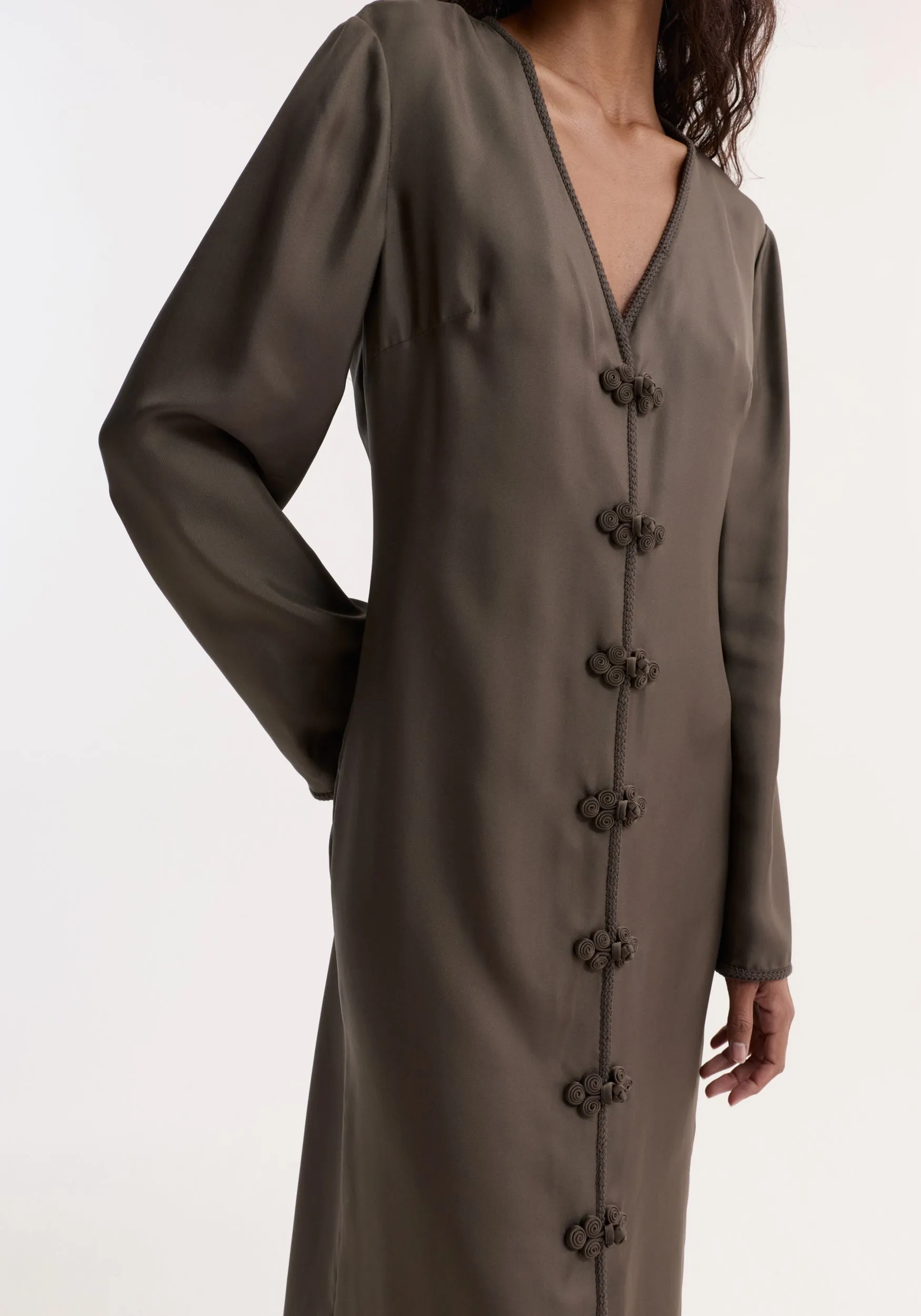 Pankou closure silk dress | earth sold by Rohe product image thumbnail 3
