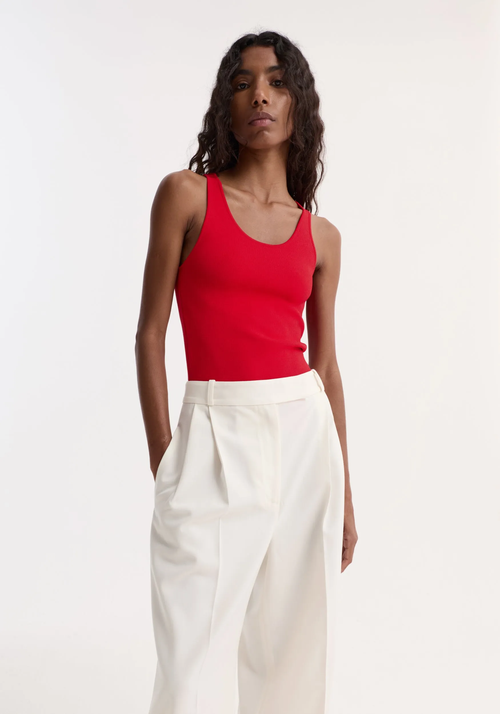 Scoop neck knitted top | red sold by Rohe product image thumbnail 2