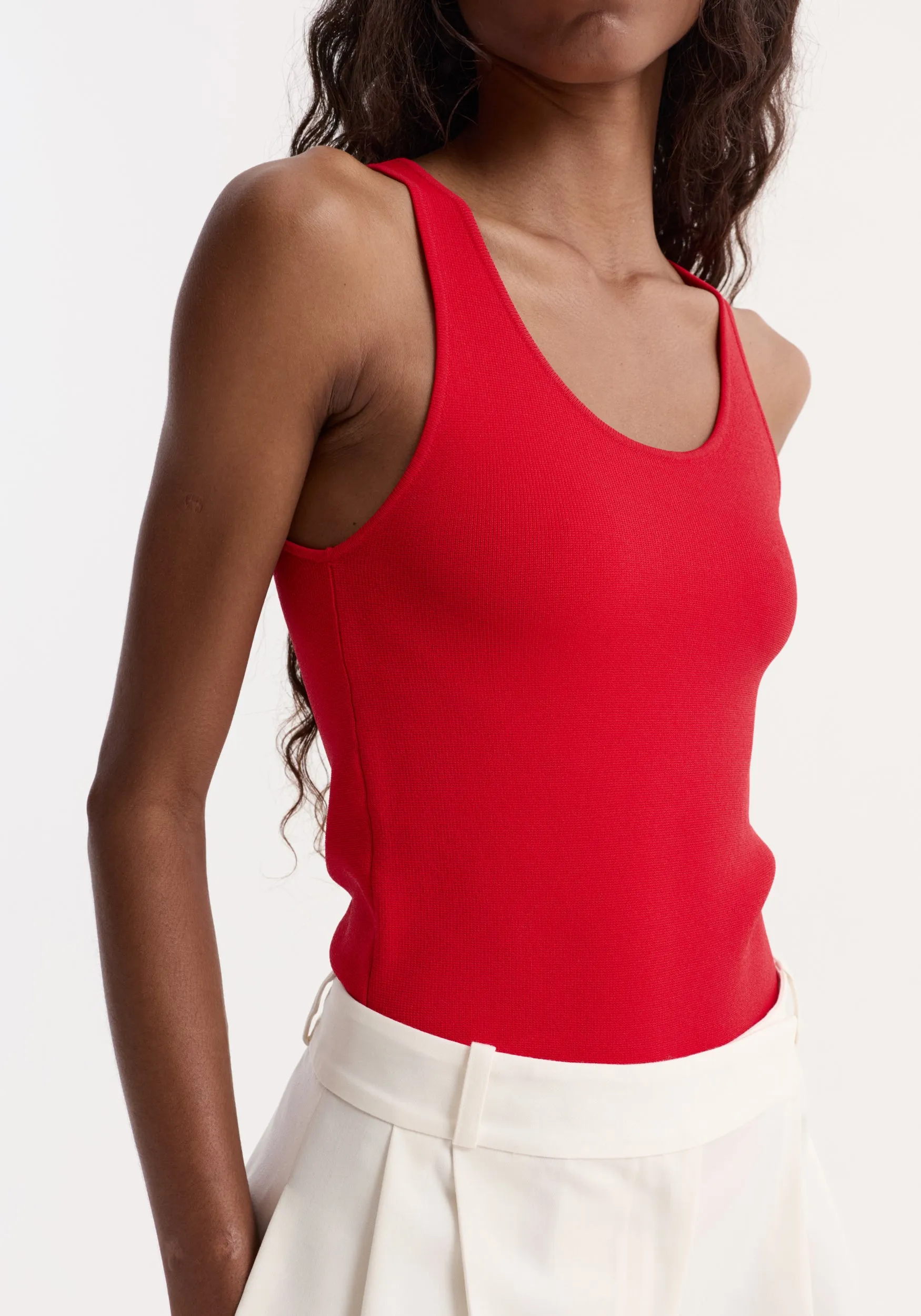 Scoop neck knitted top | red sold by Rohe product image thumbnail 3