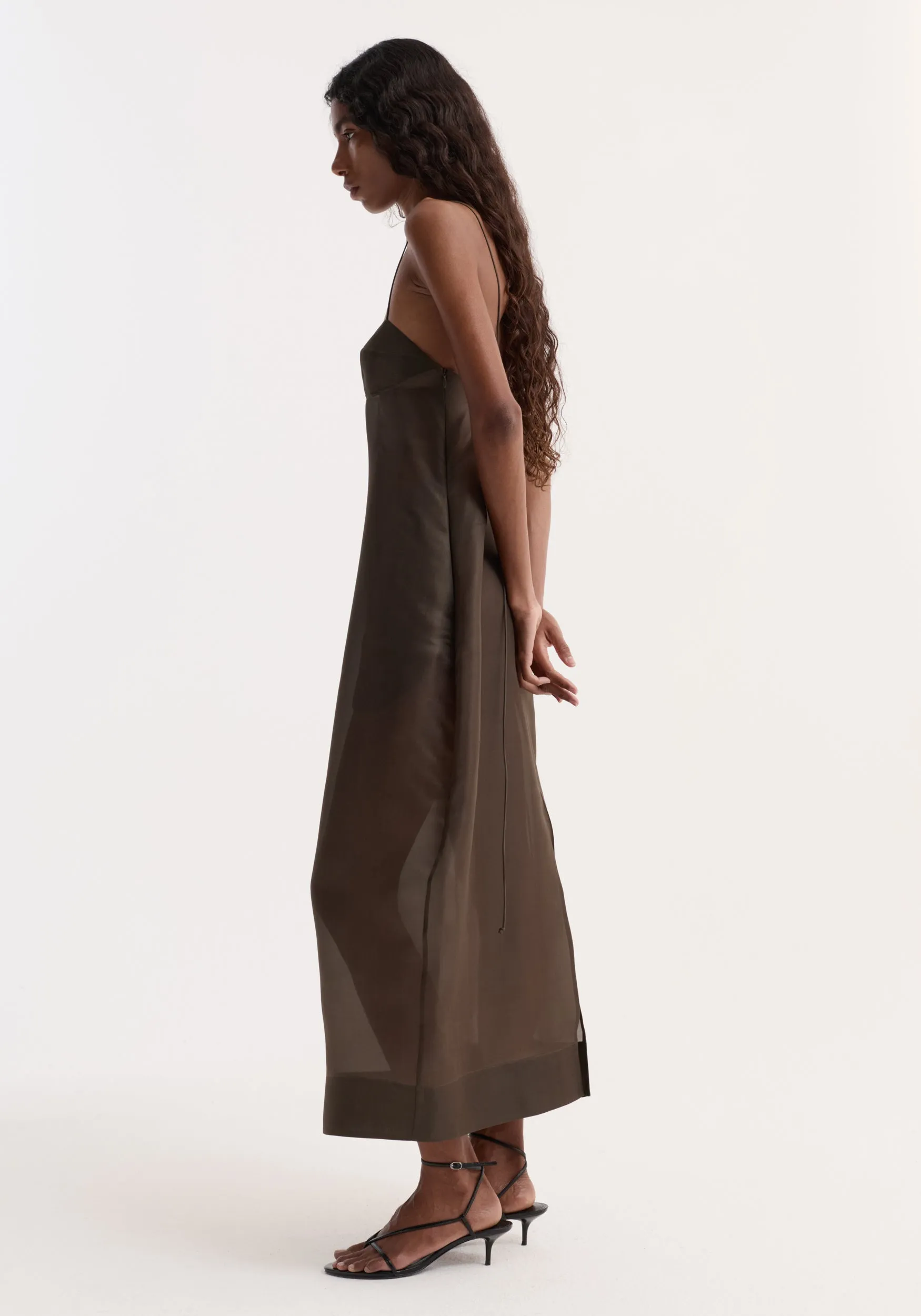 Sheer bustier volume dress | earth sold by Rohe product image thumbnail 4