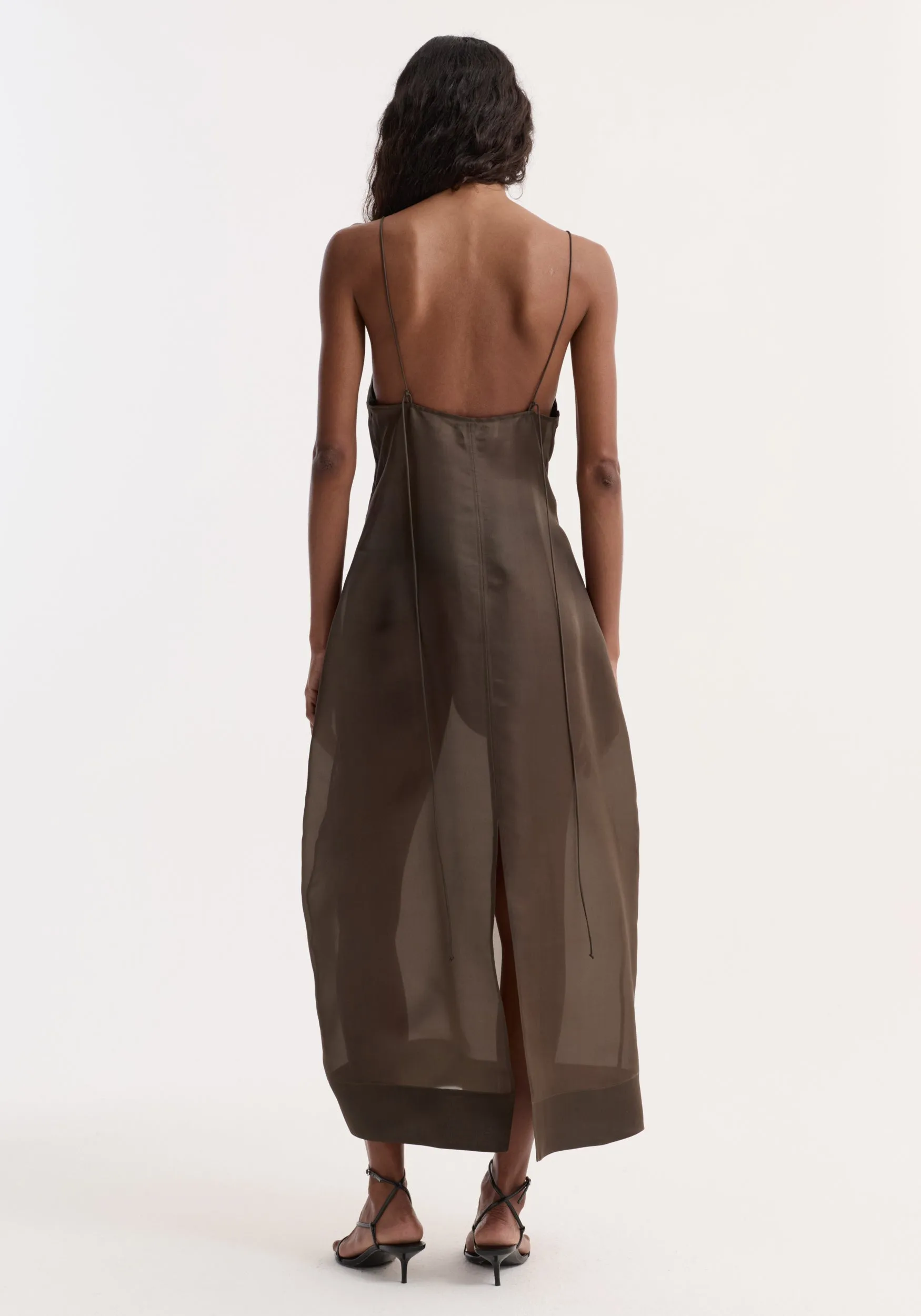 Sheer bustier volume dress | earth sold by Rohe product image thumbnail 5