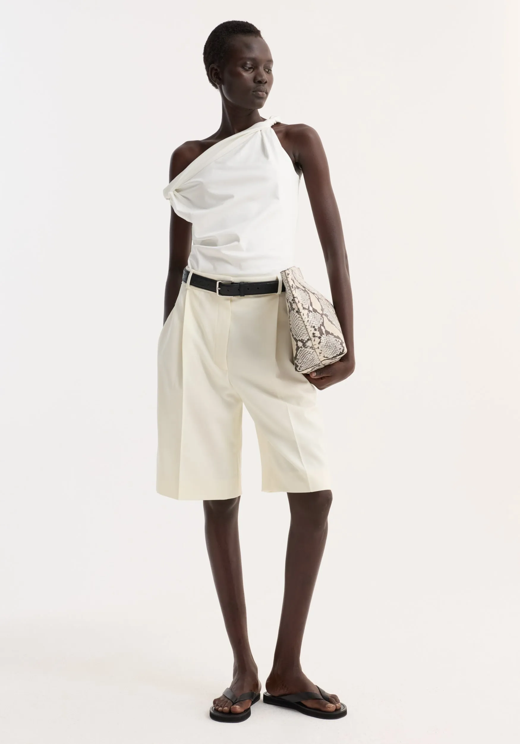 Sculptural cotton silk top | off white sold by Rohe