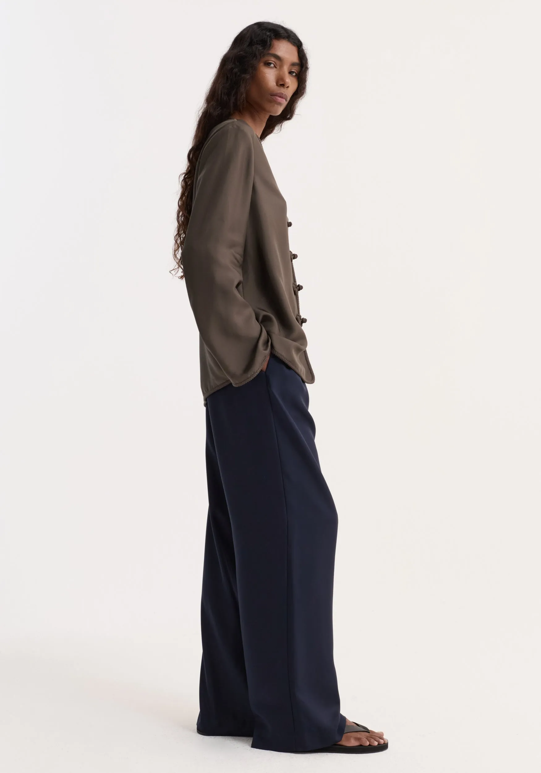 Pankou closure silk top | earth sold by Rohe product image thumbnail 5