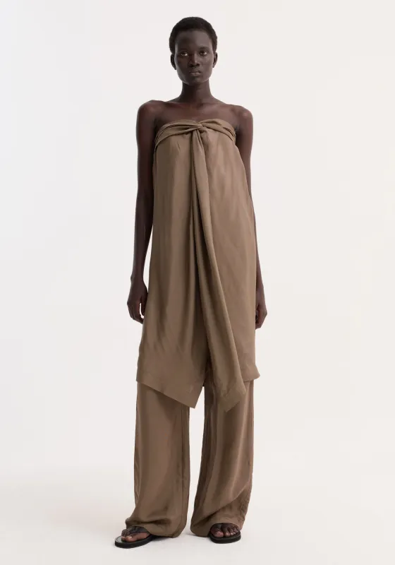 Sarong top | brown mini check made by Rohe