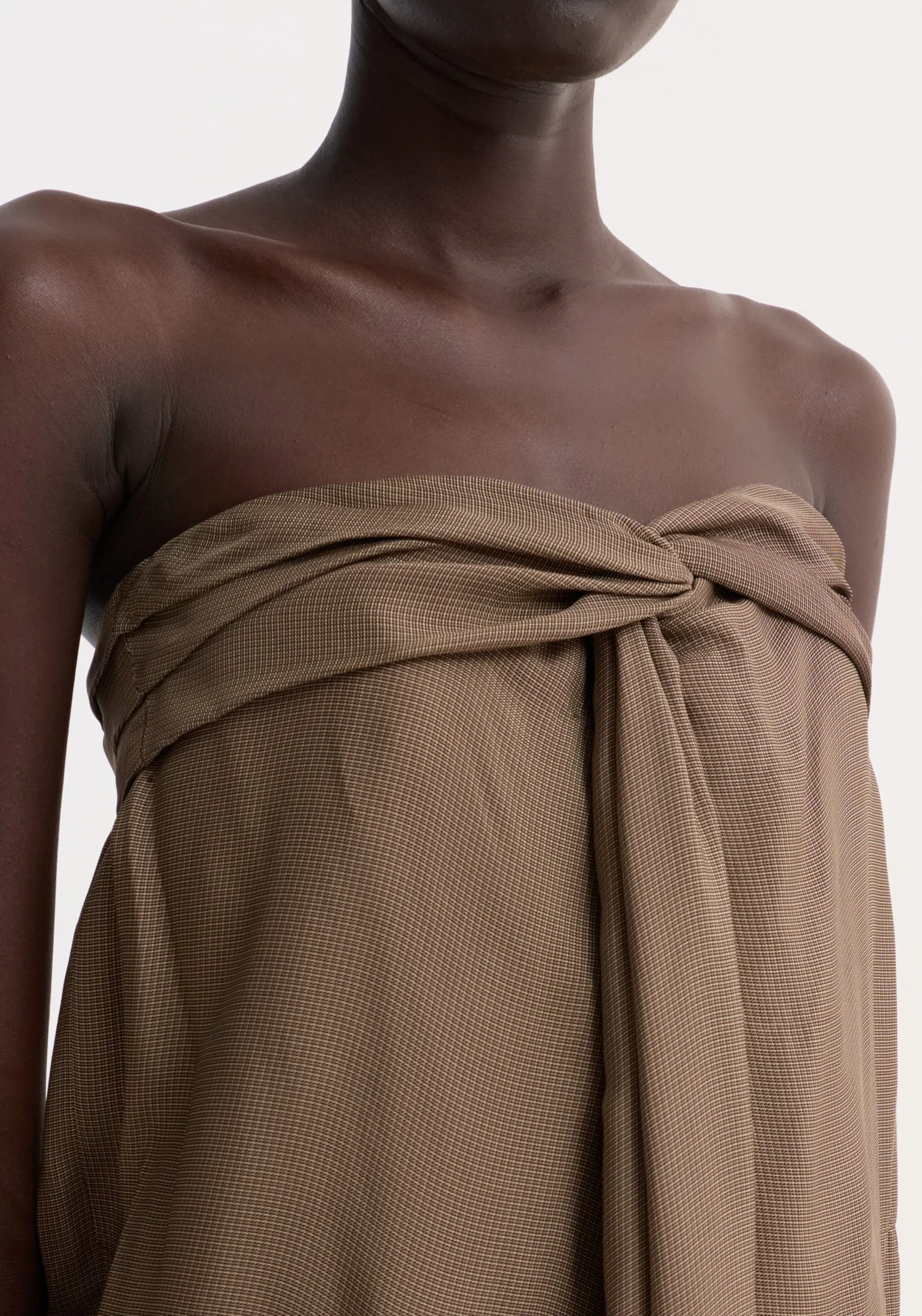 Sarong top | brown mini check sold by Rohe product image thumbnail 3
