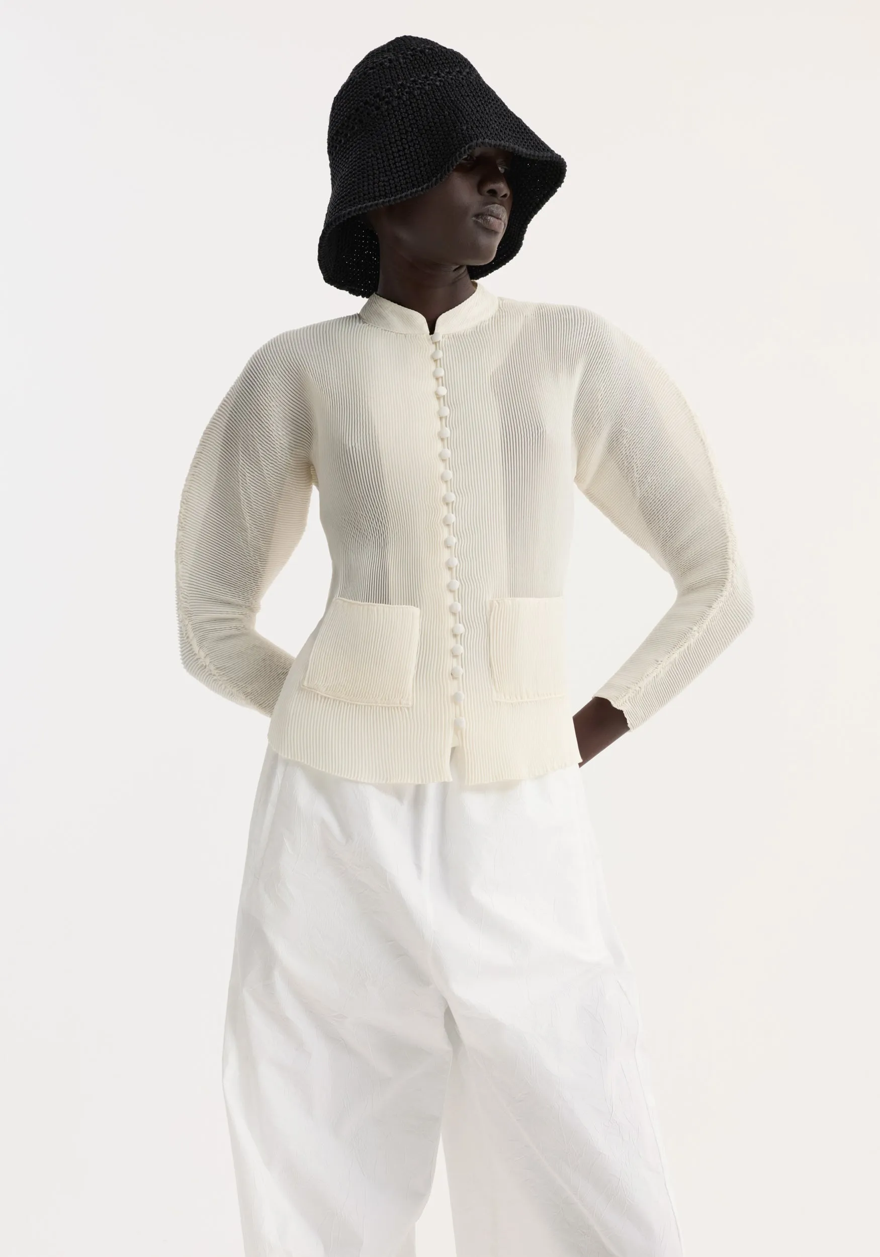 Plissé cardigan | cream sold by Rohe product image thumbnail 3
