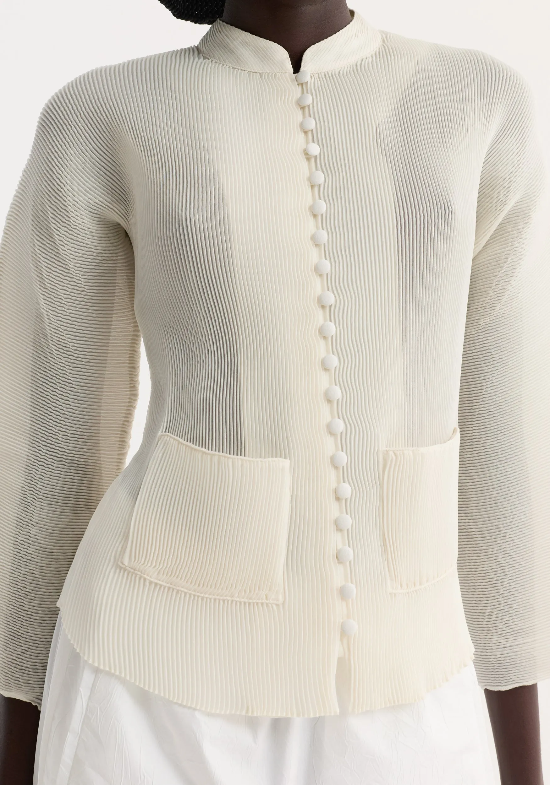 Plissé cardigan | cream sold by Rohe product image thumbnail 5