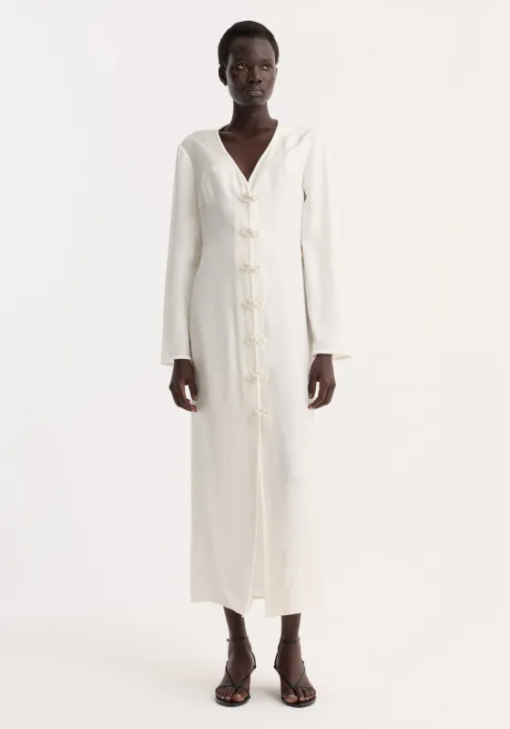 Pankou closure silk dress | cream sold by Rohe