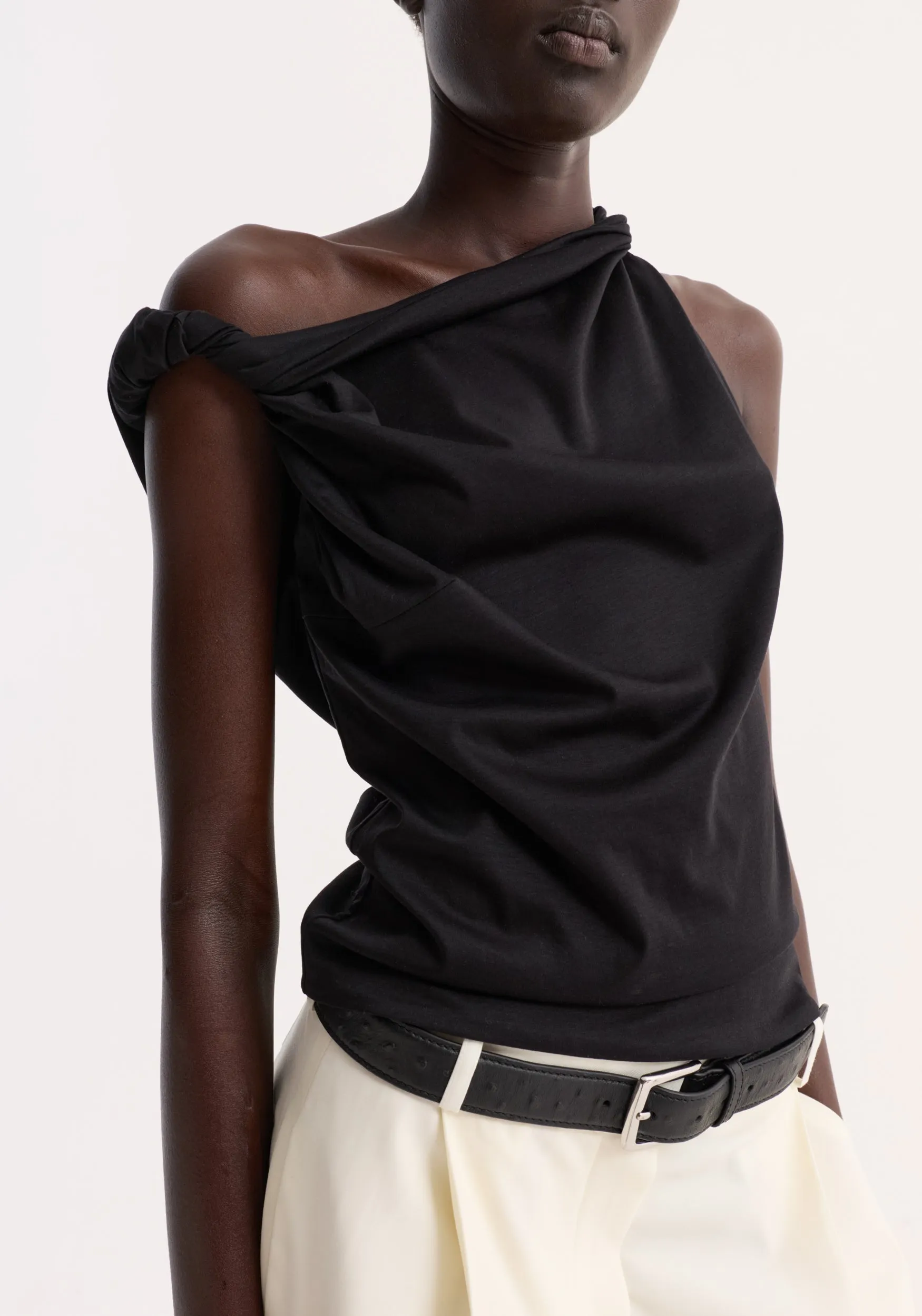 Sculptural cotton silk top | black sold by Rohe product image thumbnail 2