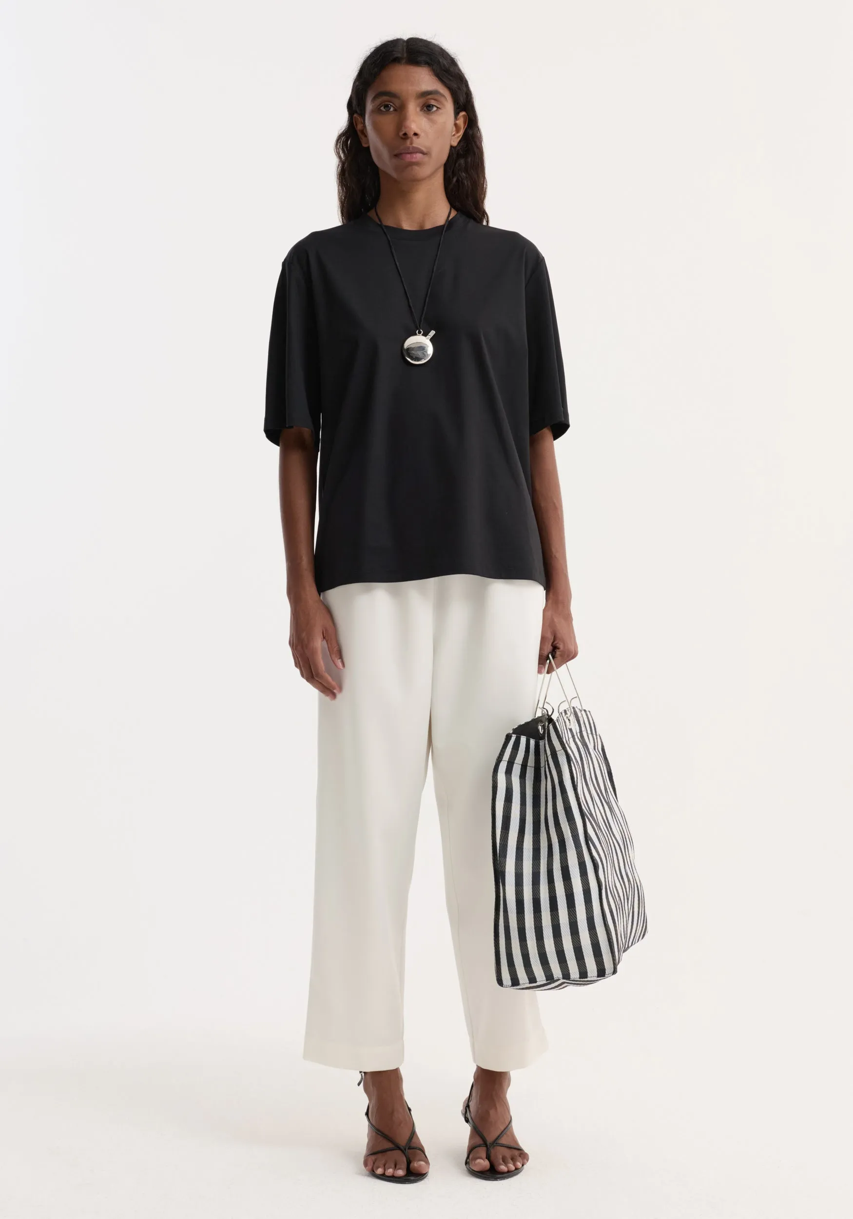 Cropped wide leg trousers | off white sold by Rohe