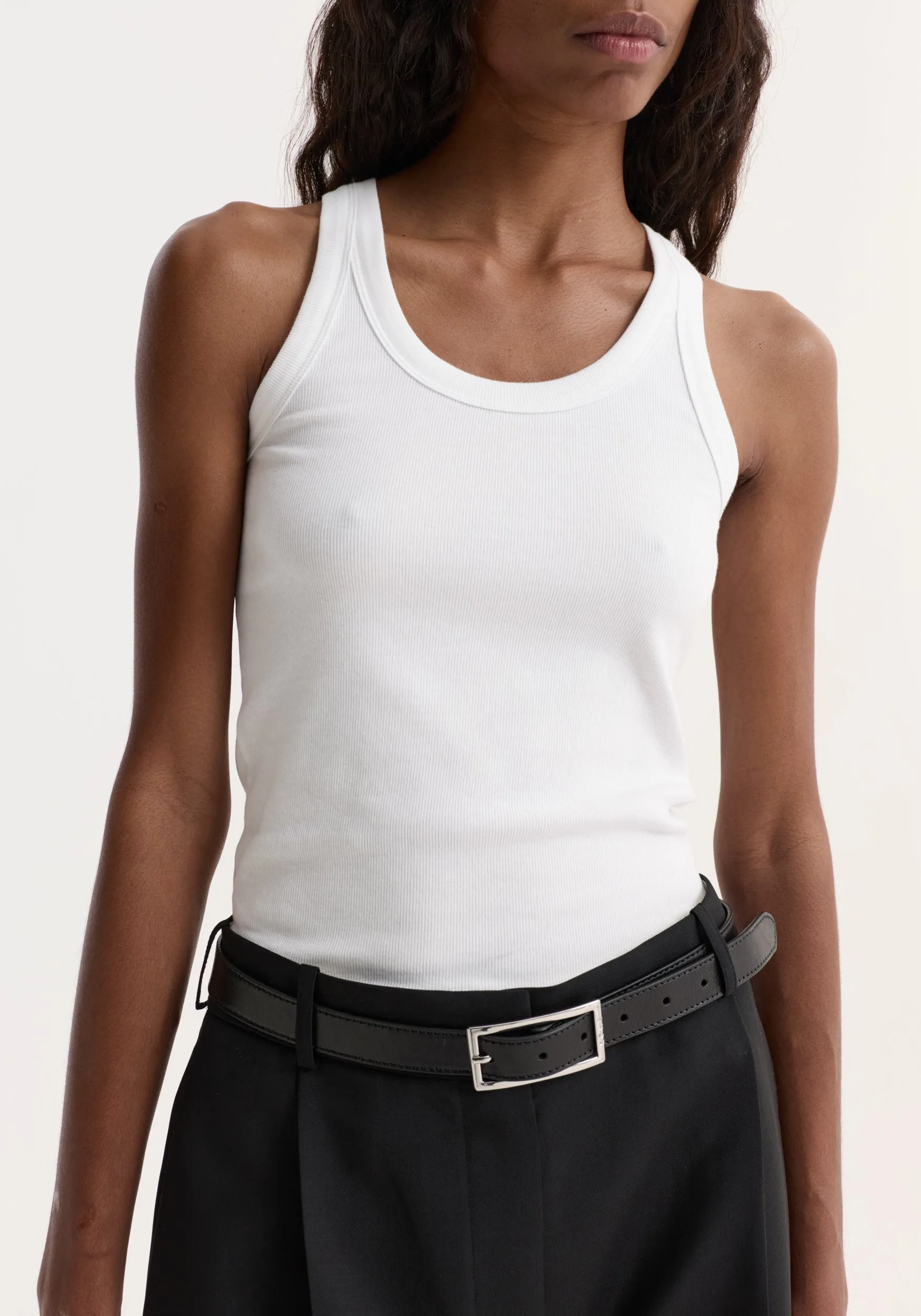 Scoop-neck rib top | optic white sold by Rohe product image thumbnail 3