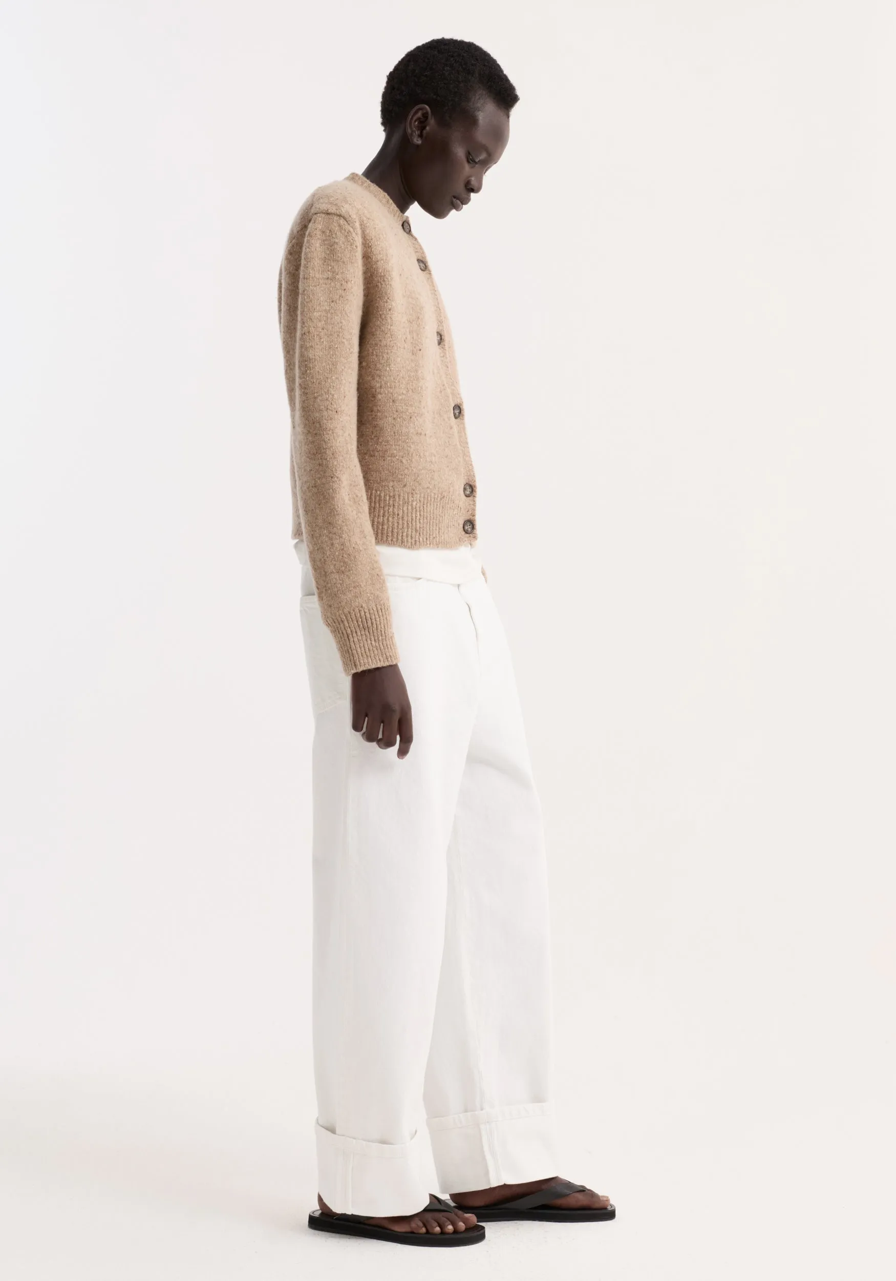 Fine merino tweed cardigan | oat melange sold by Rohe product image thumbnail 4