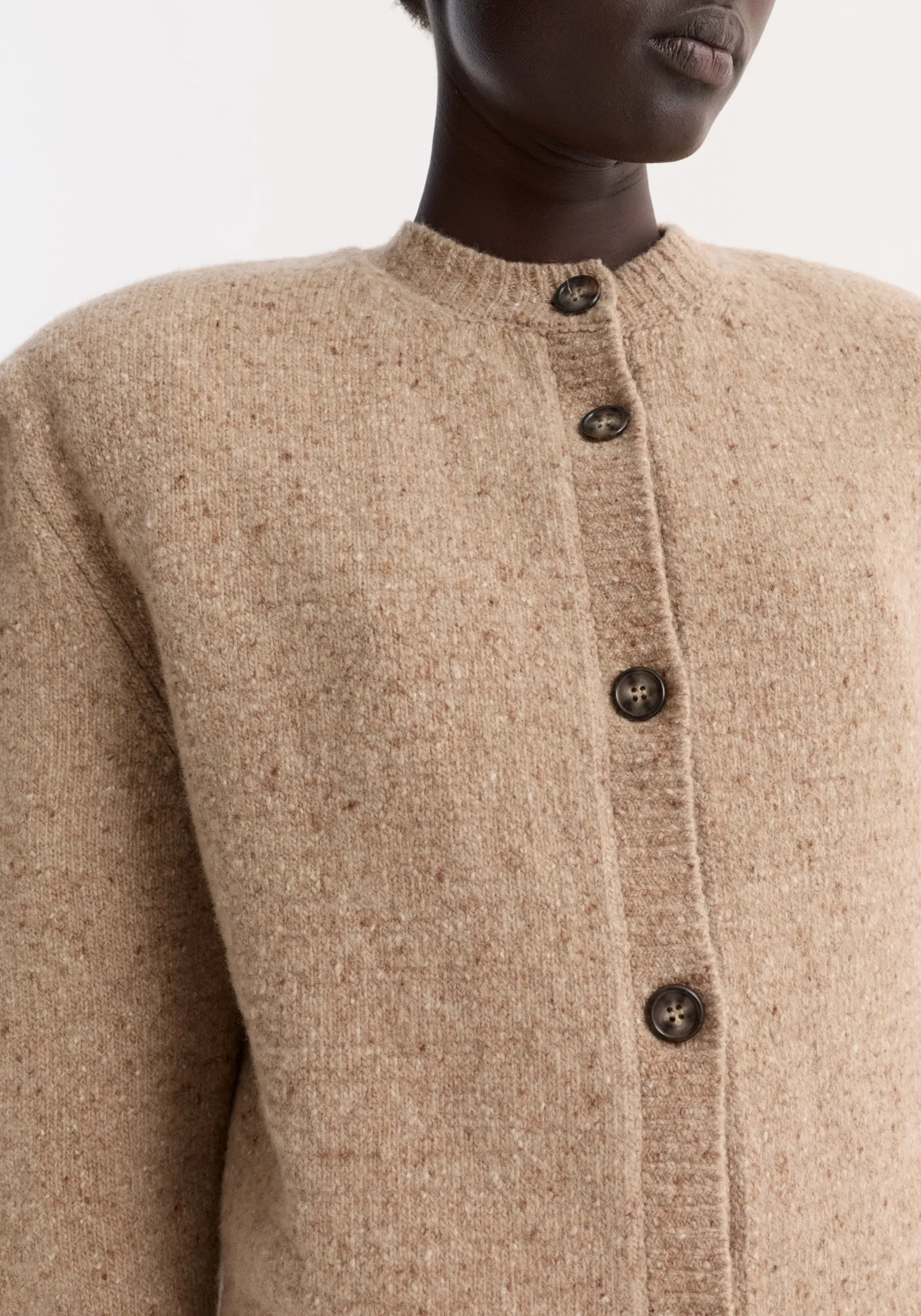Fine merino tweed cardigan | oat melange sold by Rohe product image thumbnail 3