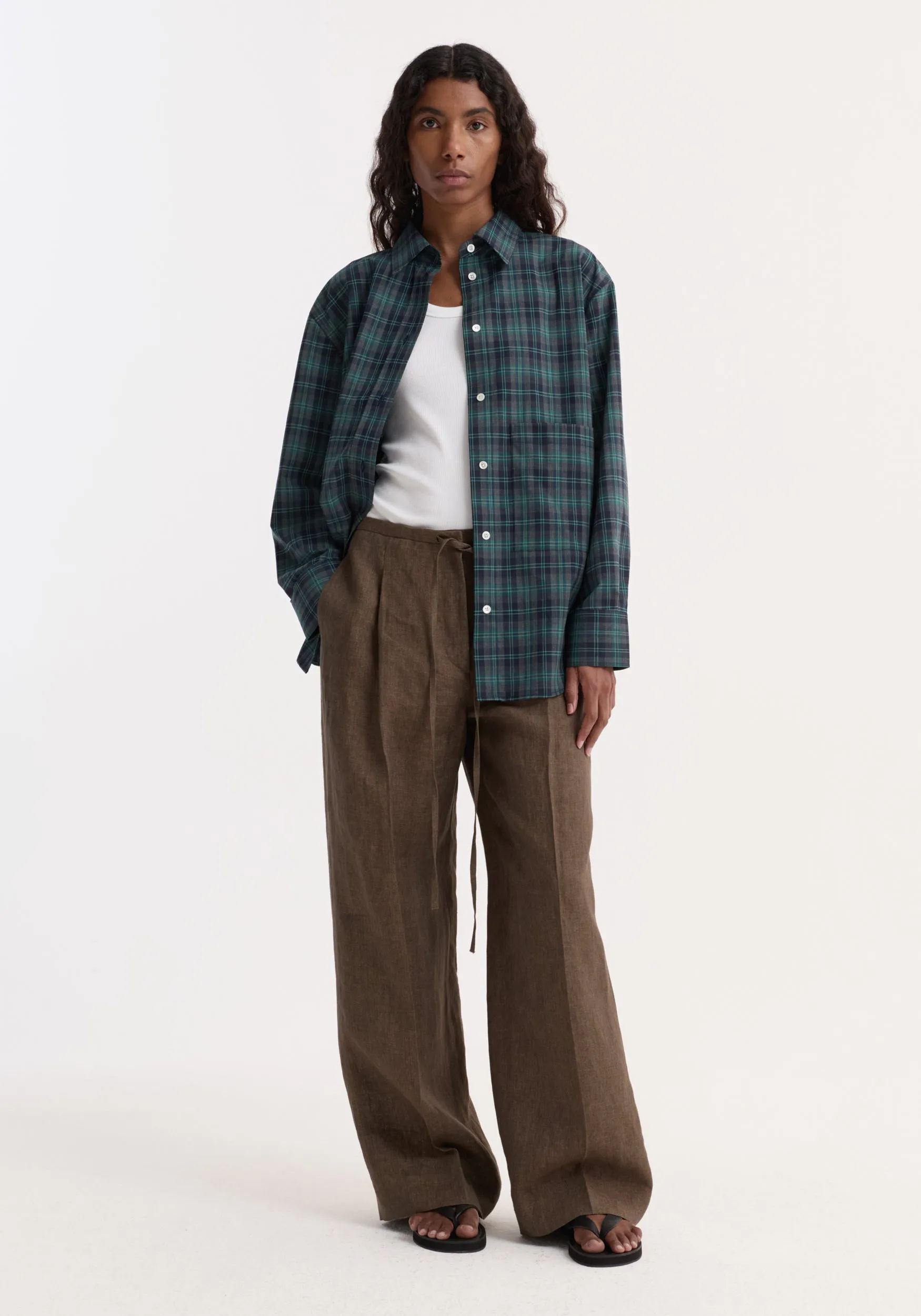 Relaxed drawstring trousers | brown melange sold by Rohe