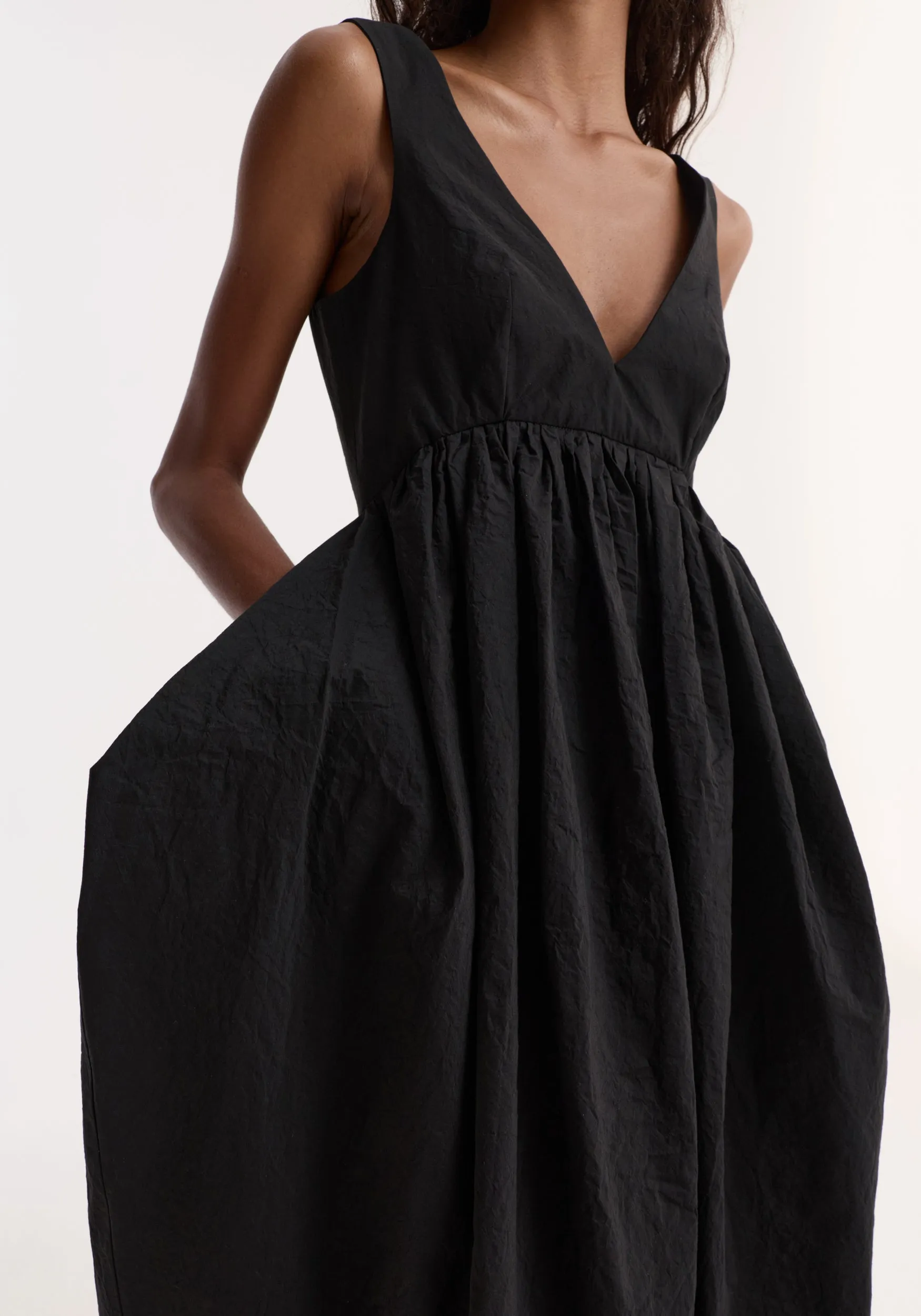 Sculptural textured cotton dress | black sold by Rohe product image thumbnail 3
