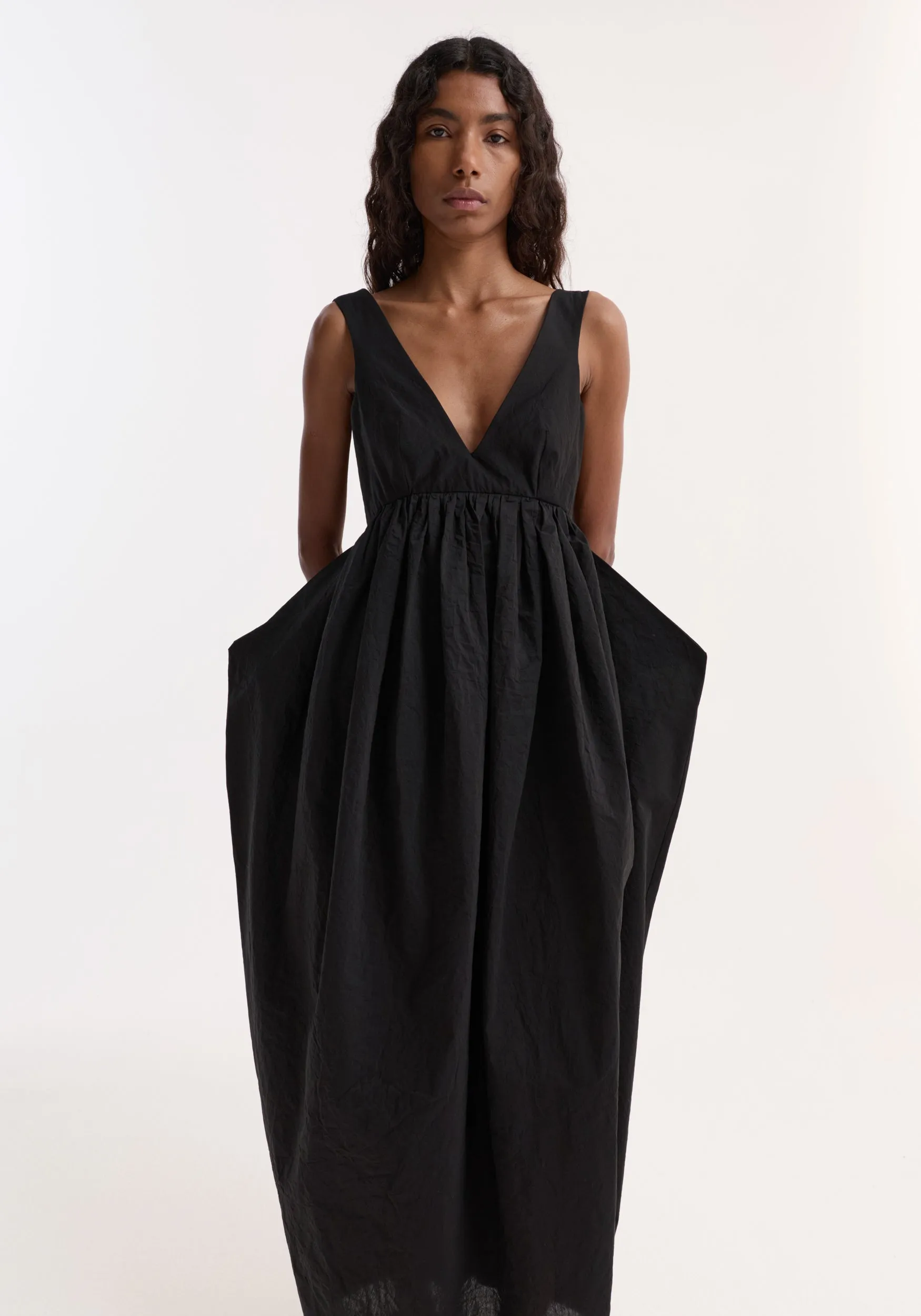 Sculptural textured cotton dress | black sold by Rohe product image thumbnail 2