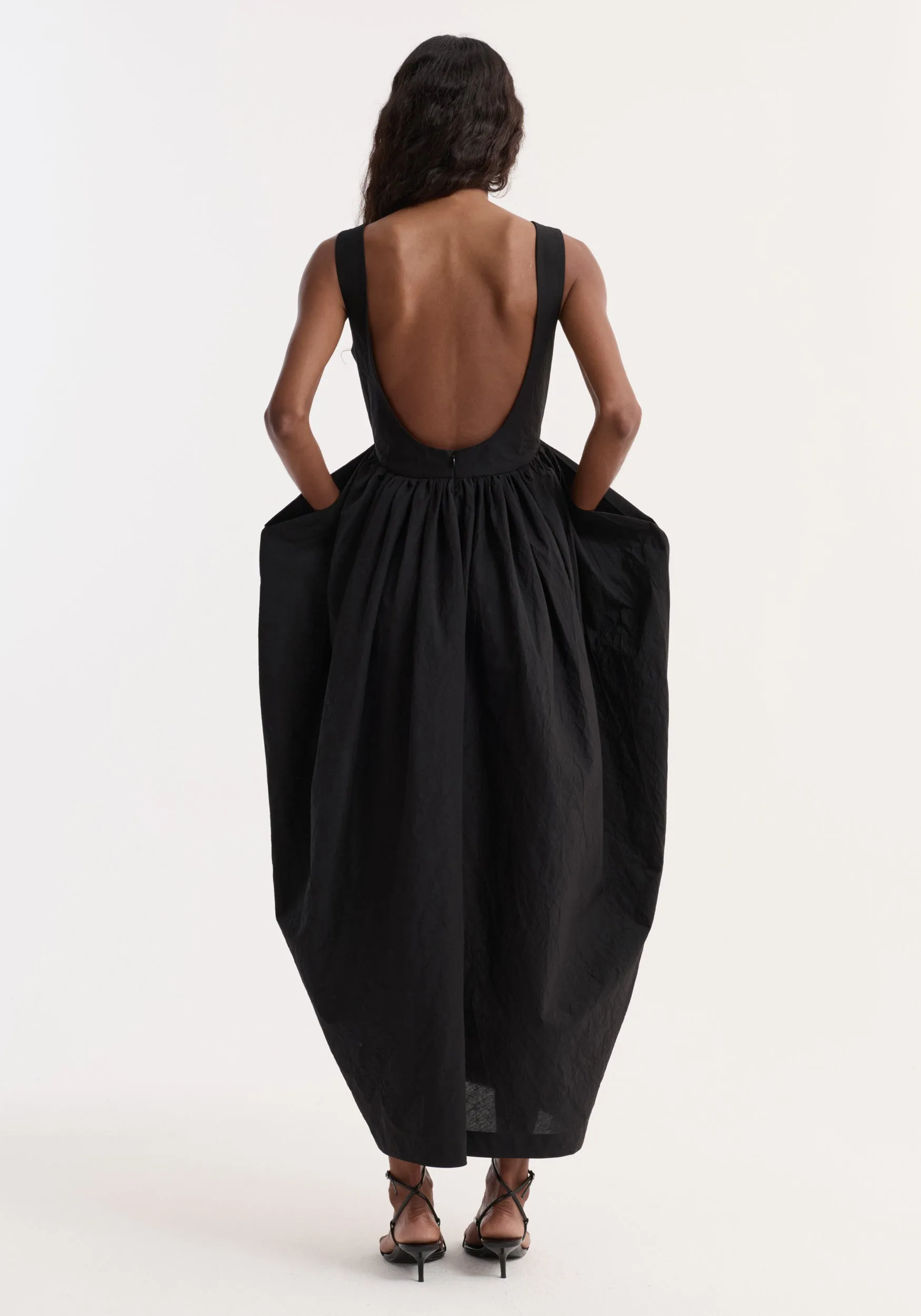 Sculptural textured cotton dress | black sold by Rohe product image thumbnail 5