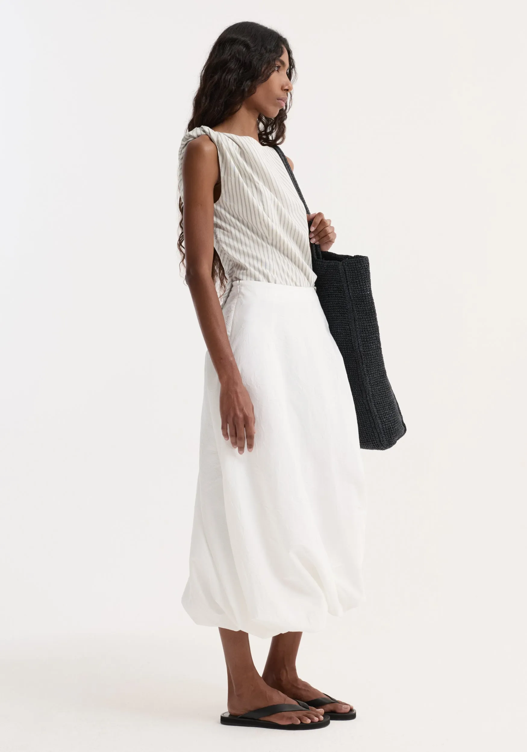 Twisted crushed cotton skirt | optic white sold by Rohe product image thumbnail 4