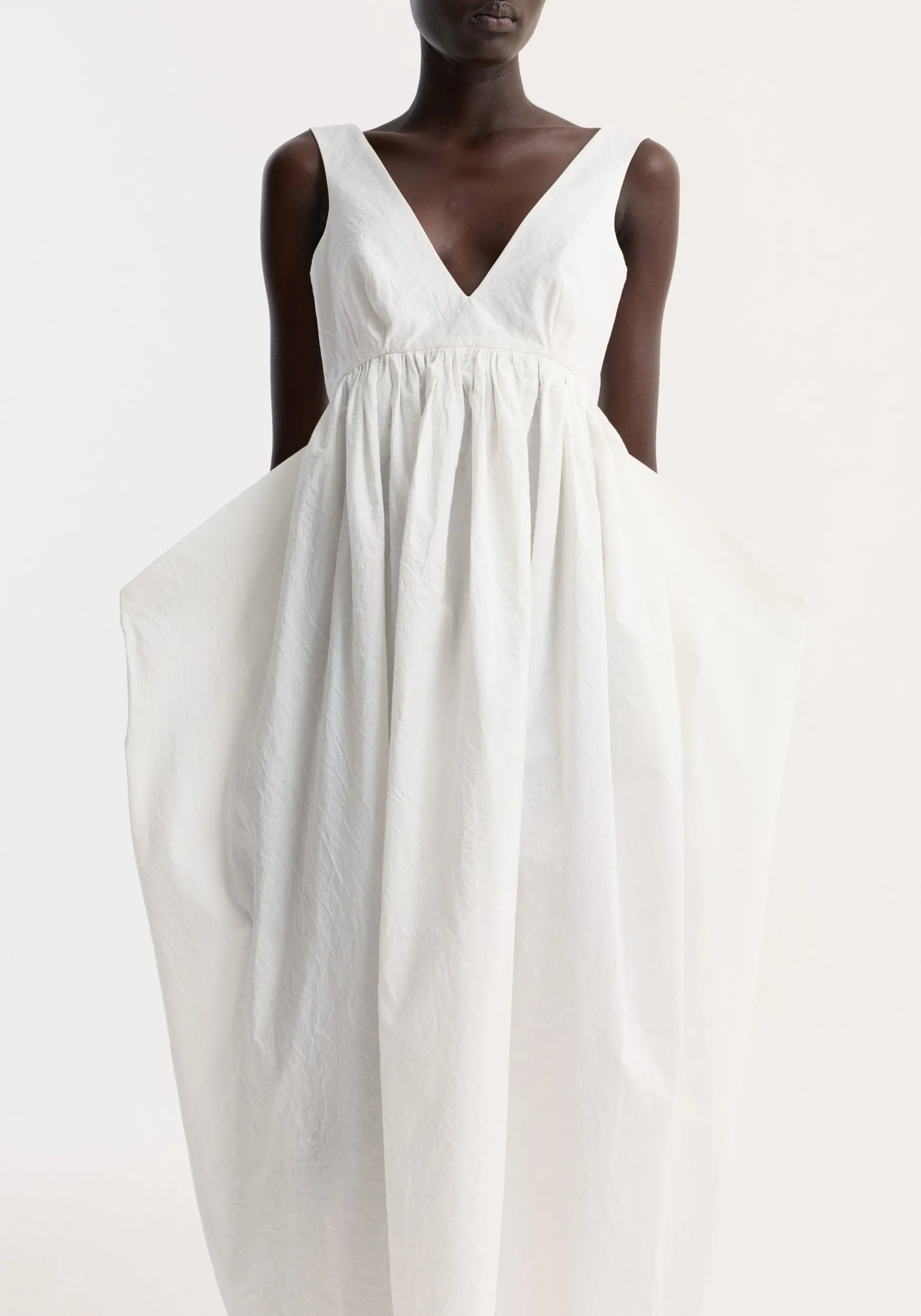 Sculptural textured cotton dress | off white sold by Rohe product image thumbnail 3