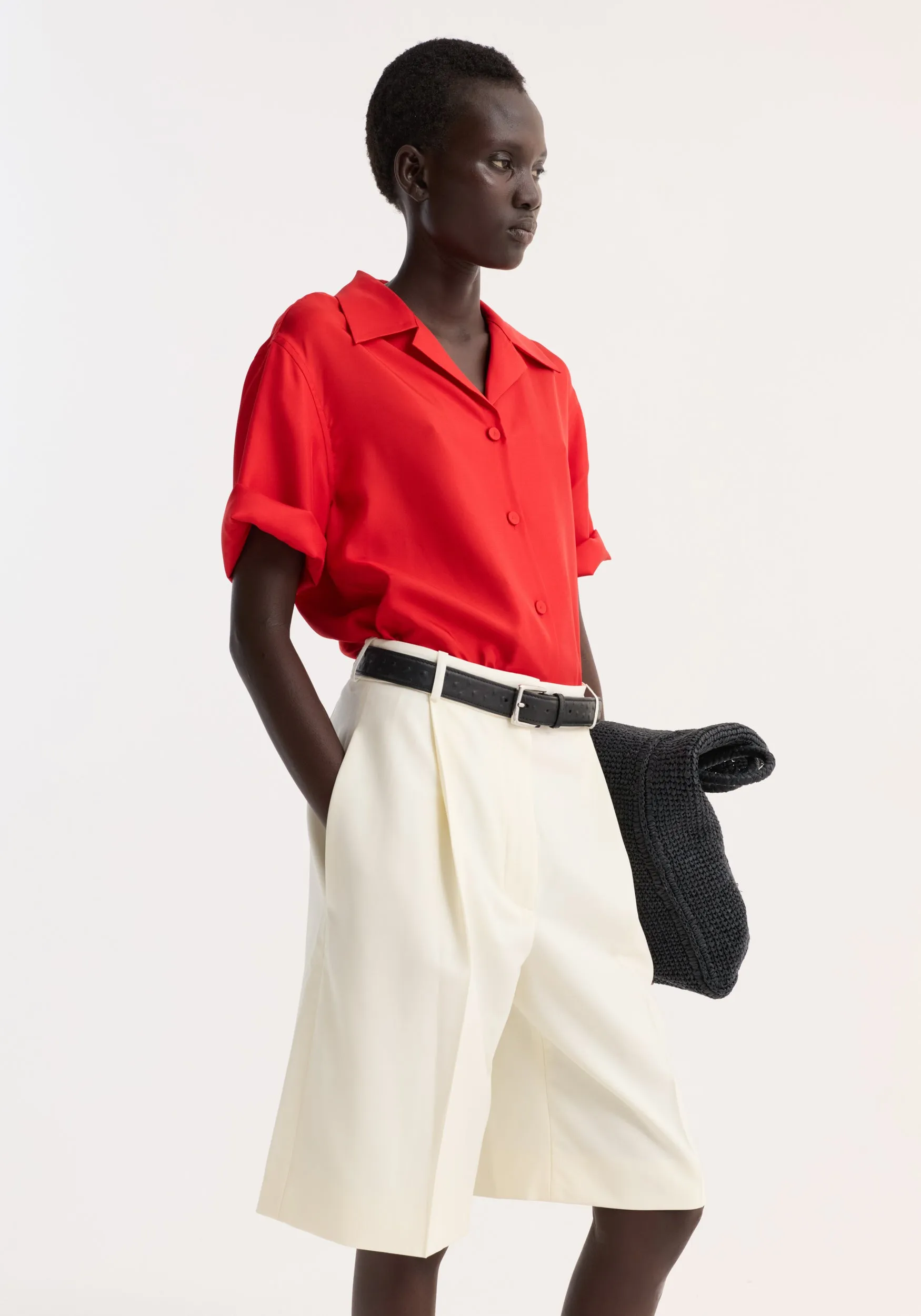 Camp collar silk shirt | red sold by Rohe product image thumbnail 3