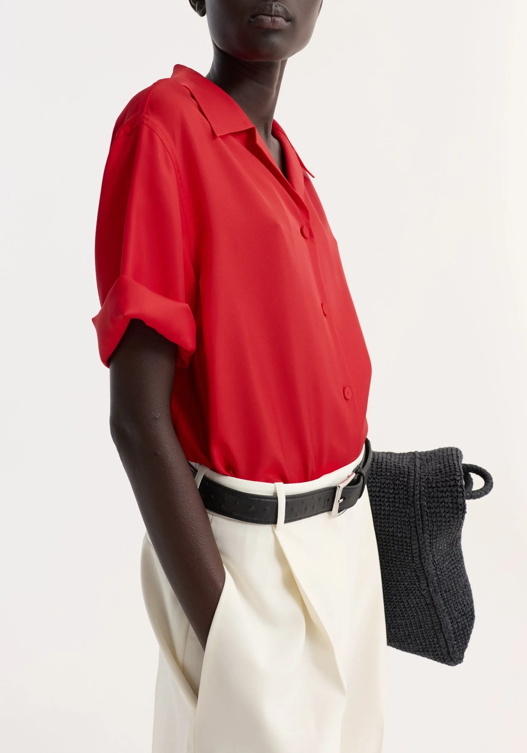 Camp collar silk shirt | red sold by Rohe product image thumbnail 4
