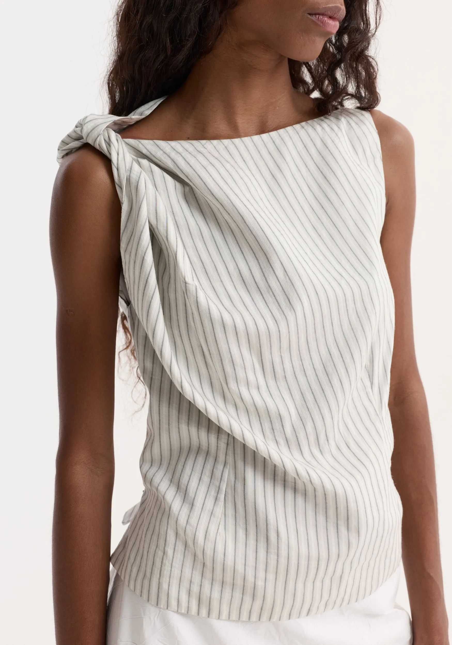 Silk-blend draped top | fine stripe sold by Rohe product image thumbnail 4
