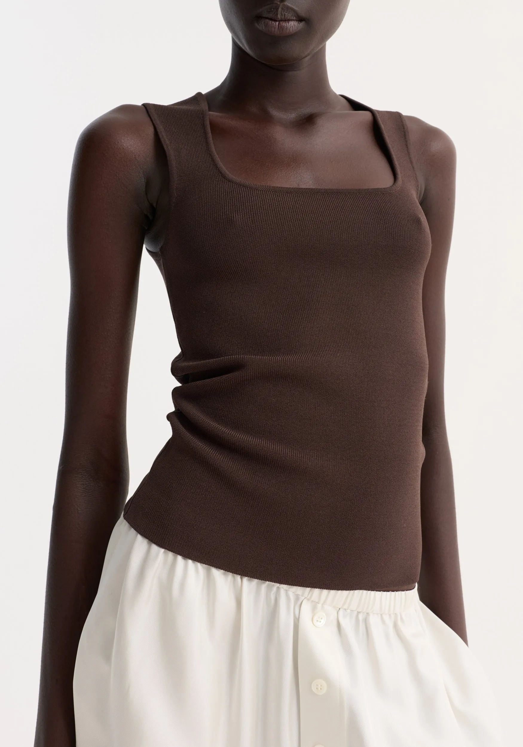 Bustier shaped knitted top | dark chocolate sold by Rohe product image thumbnail 3