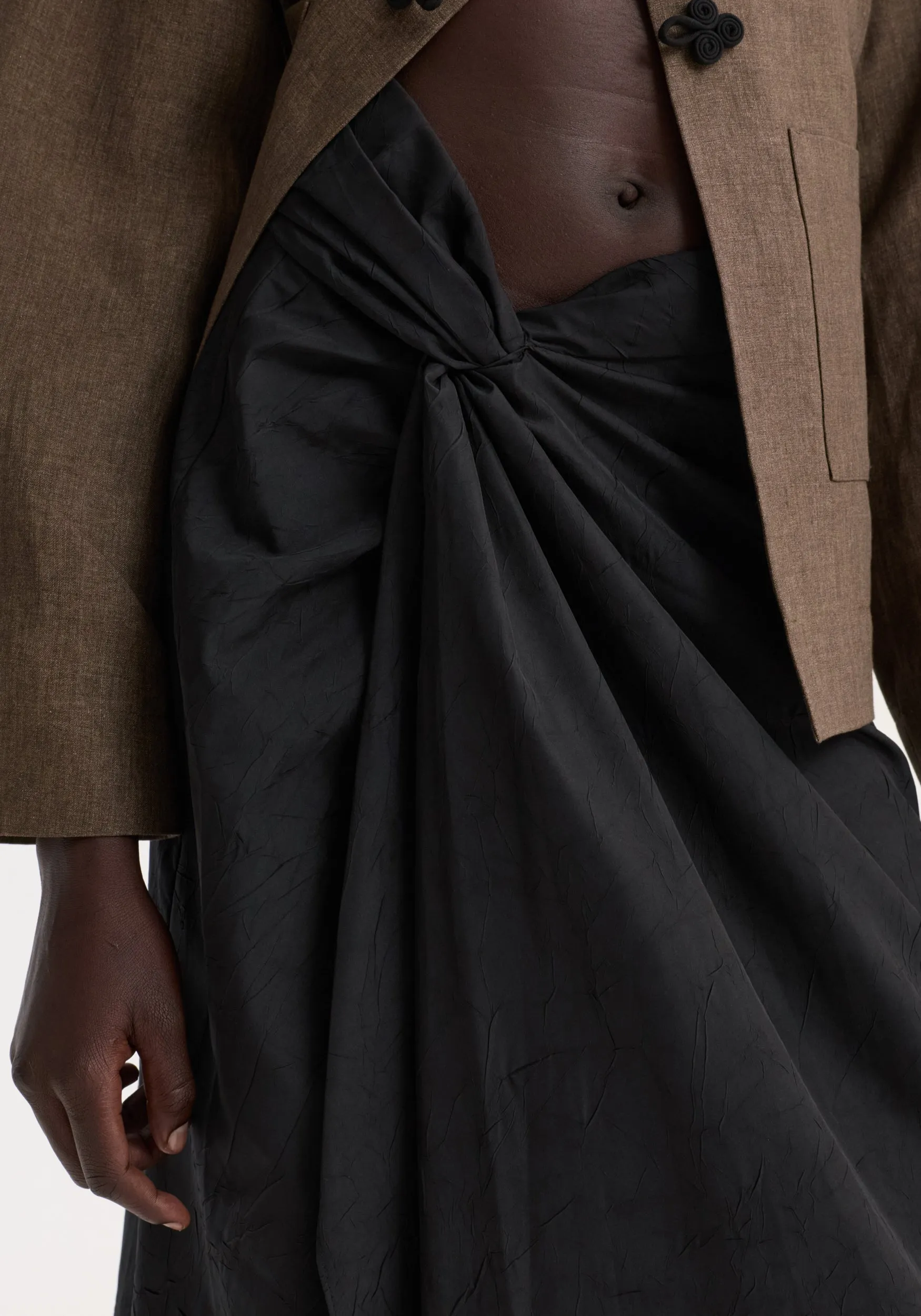 Sarong textured skirt | black sold by Rohe product image thumbnail 4