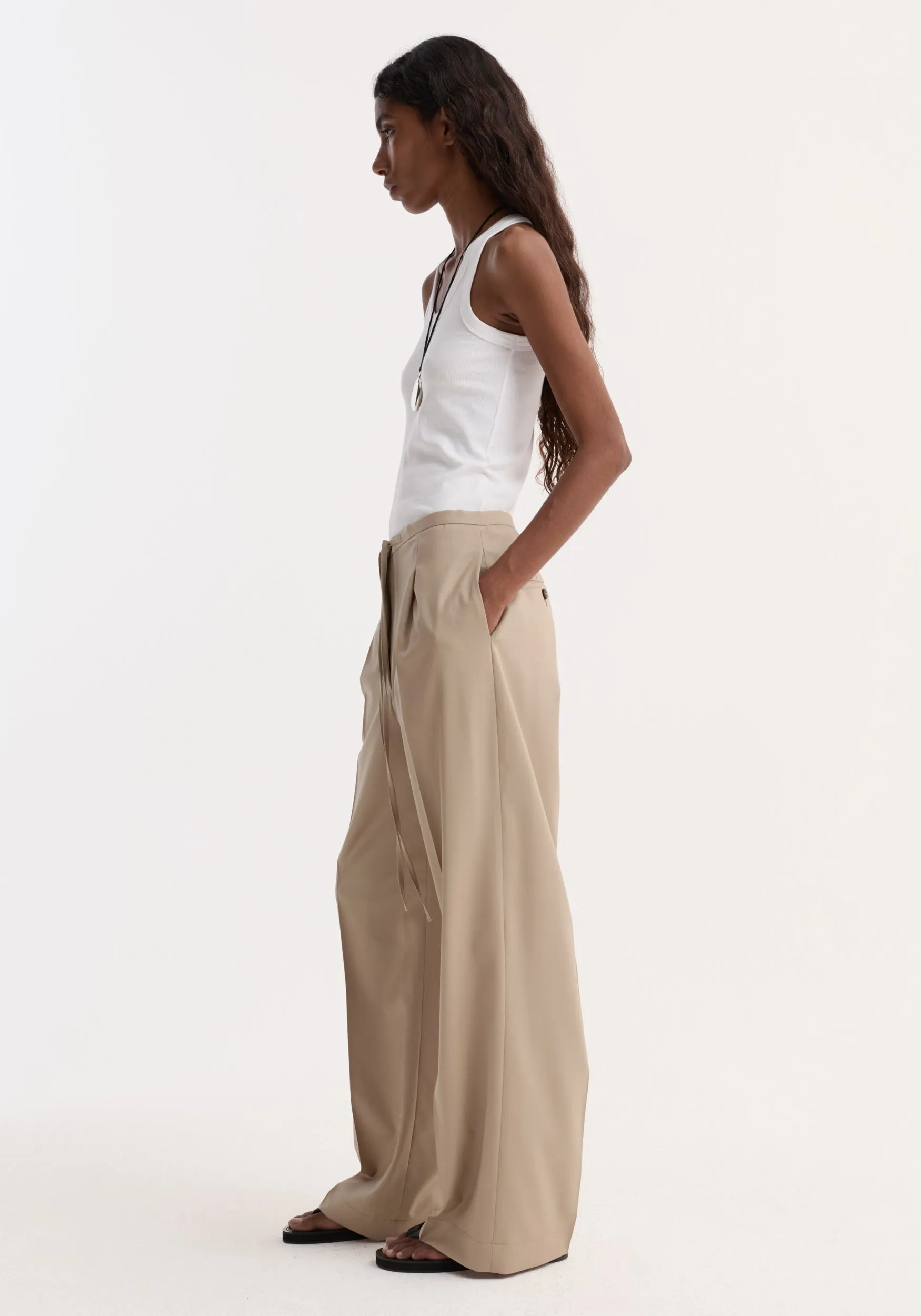 Relaxed drawstring trousers | beige sold by Rohe product image thumbnail 2
