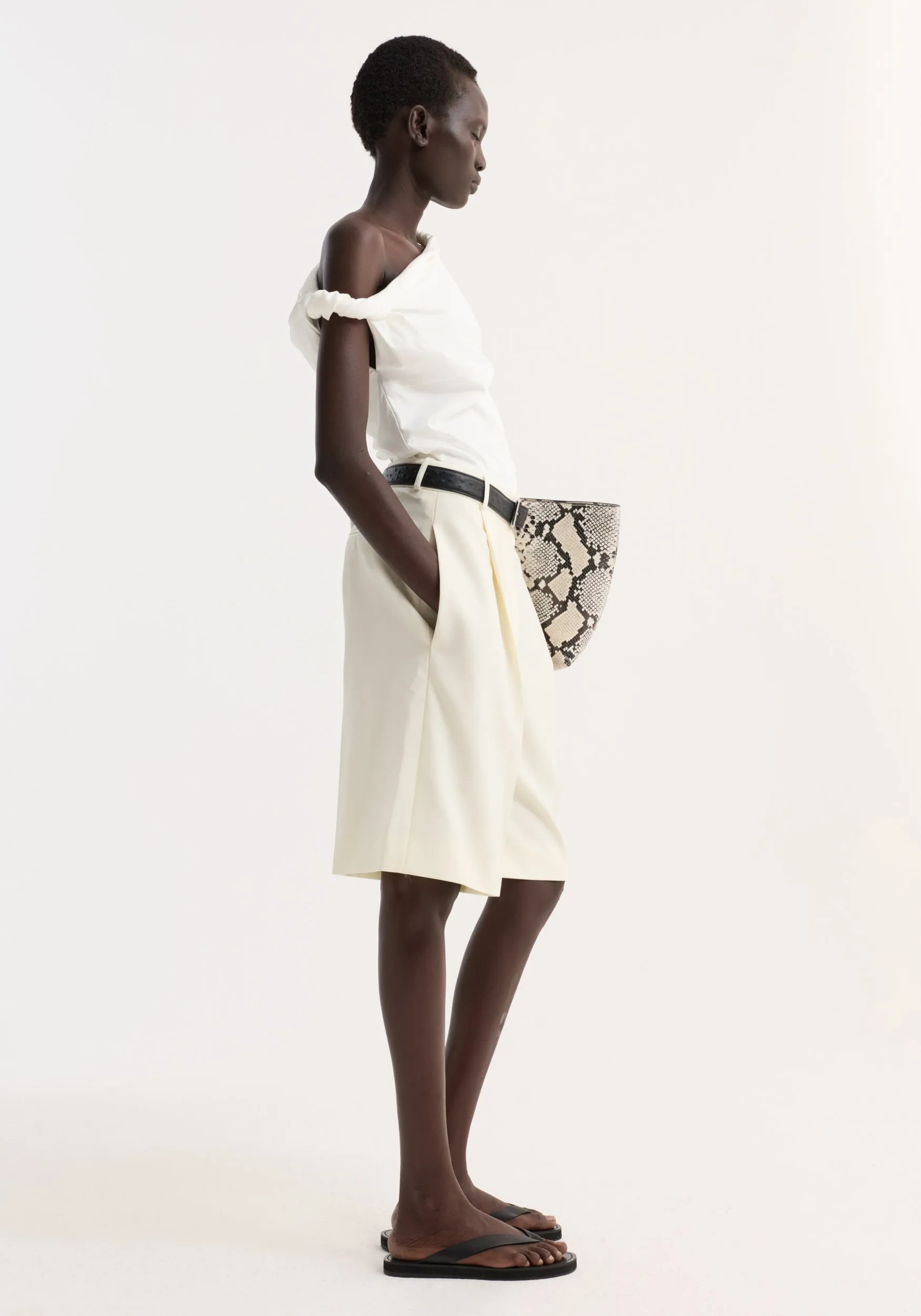 Tailored single pleat shorts | off white sold by Rohe product image thumbnail 3