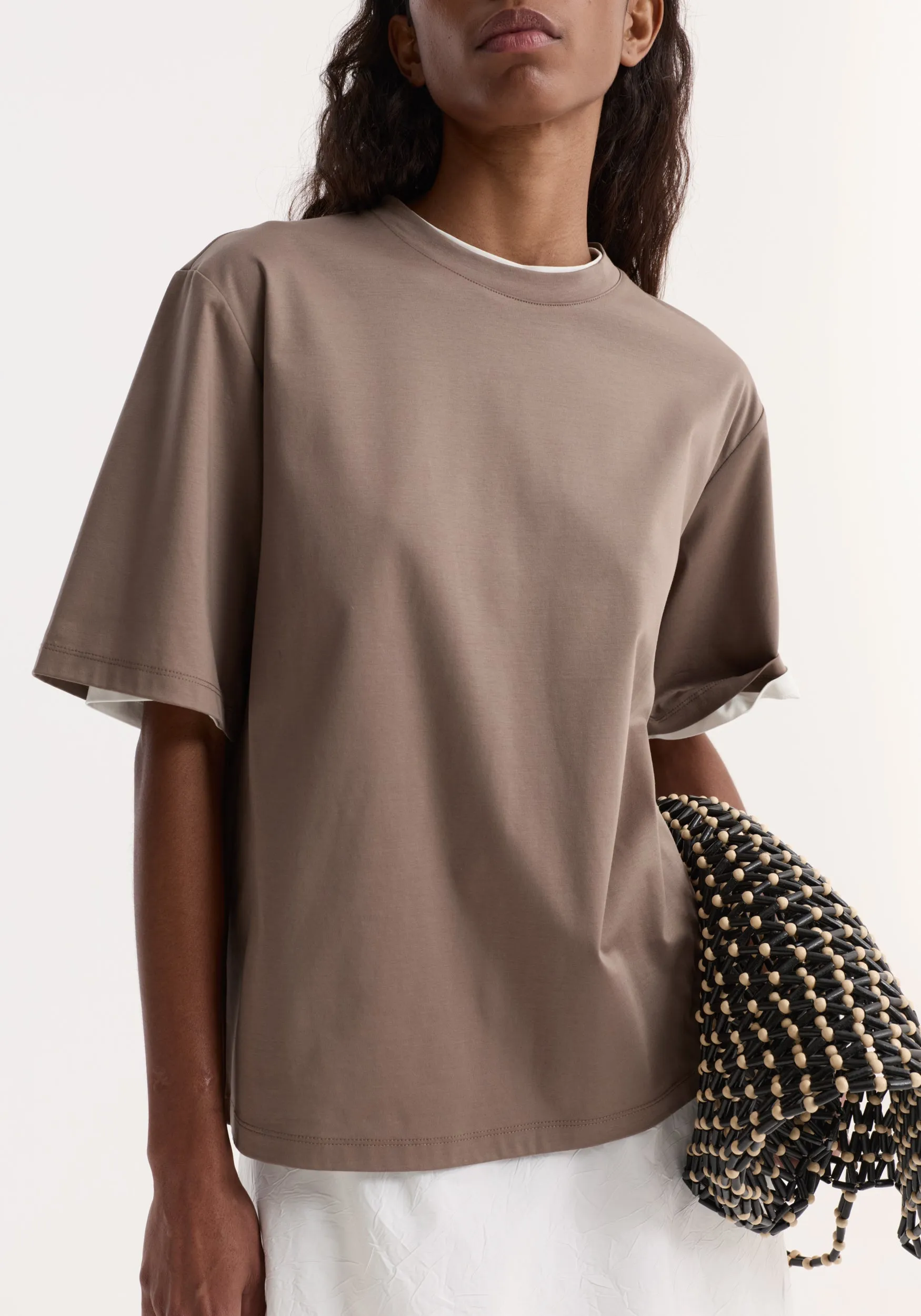 Oversized cotton silk t-shirt | taupe sold by Rohe product image thumbnail 3