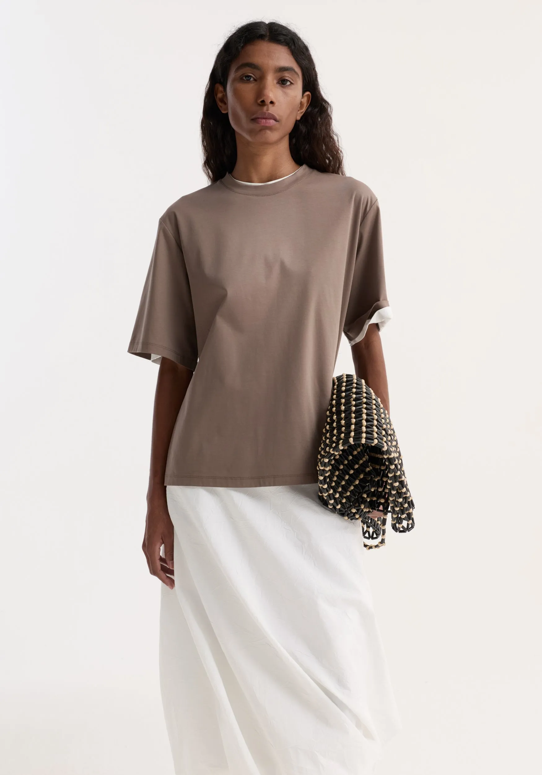 Oversized cotton silk t-shirt | taupe sold by Rohe product image thumbnail 2