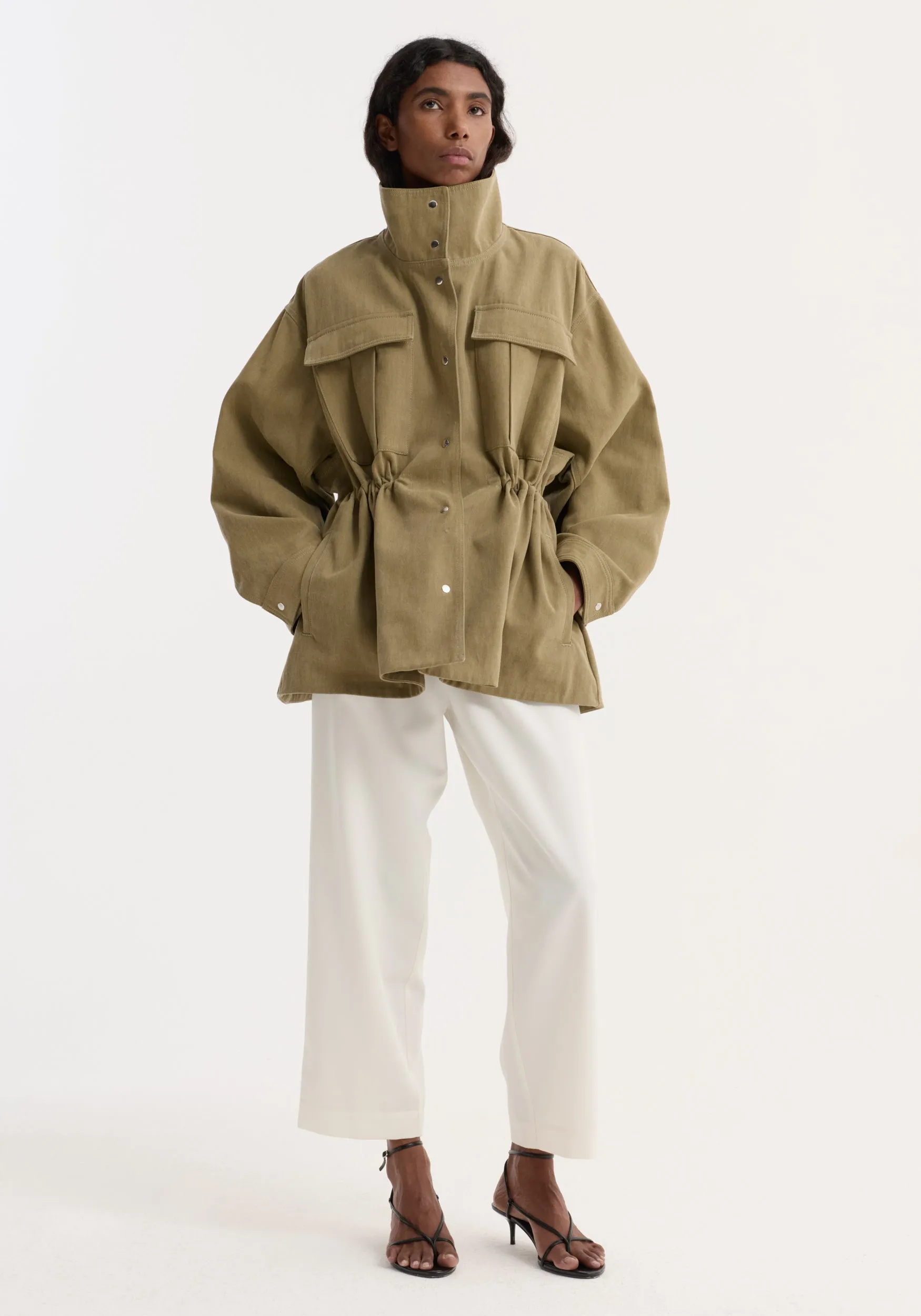 Sculptural safari jacket | sage sold by Rohe
