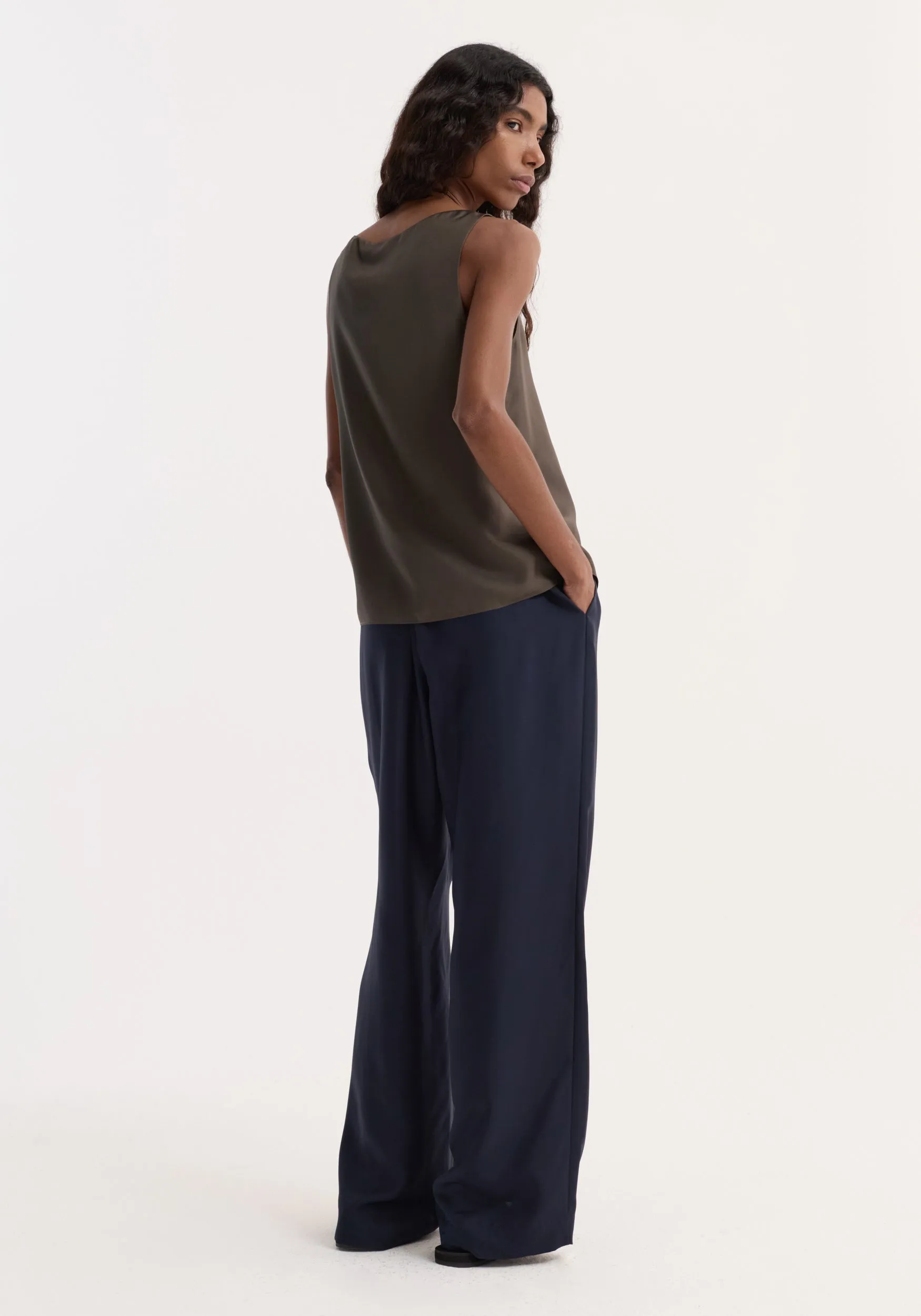Silk scoop-neck top | earth sold by Rohe product image thumbnail 5