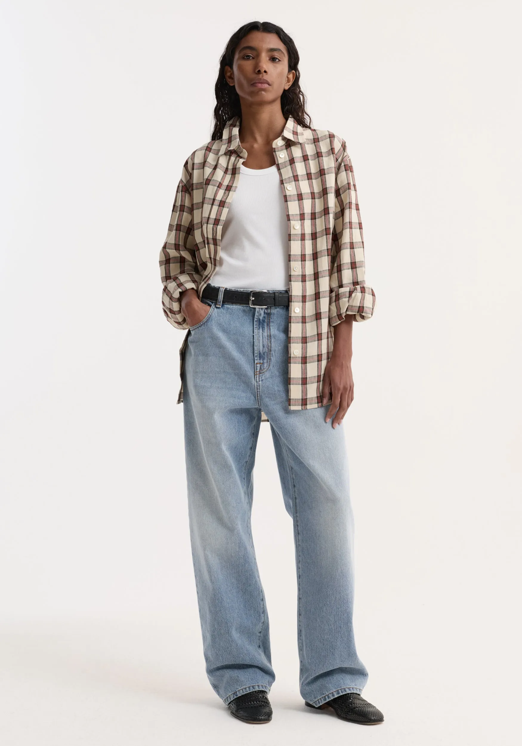 Oversized check shirt | red table check sold by Rohe