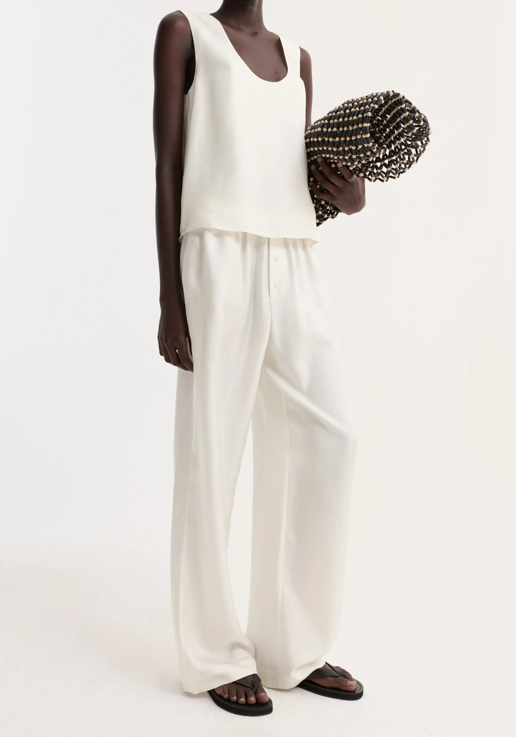 Relaxed silk trousers | cream sold by Rohe product image thumbnail 3