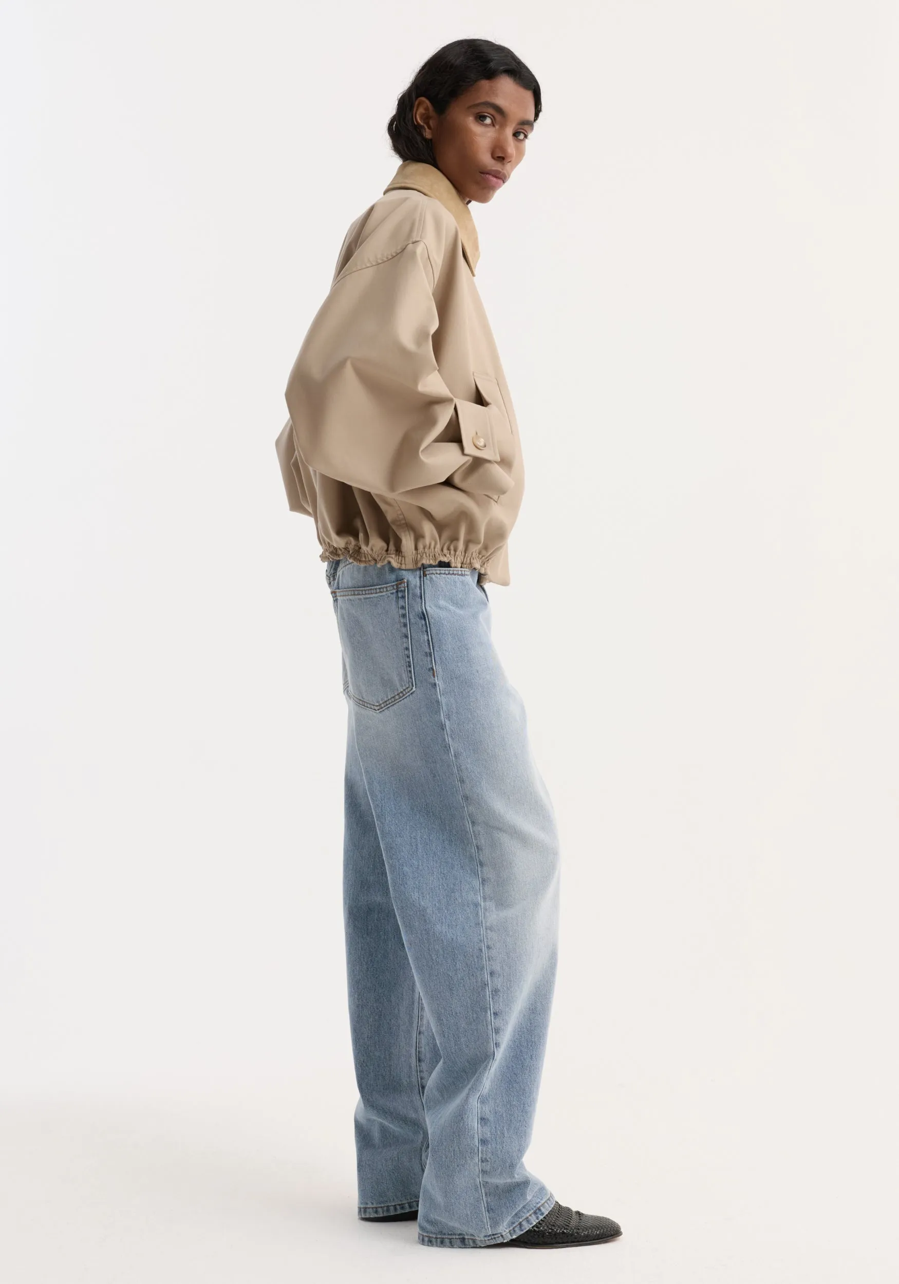 Suede collar blouson jacket | sand sold by Rohe product image thumbnail 2