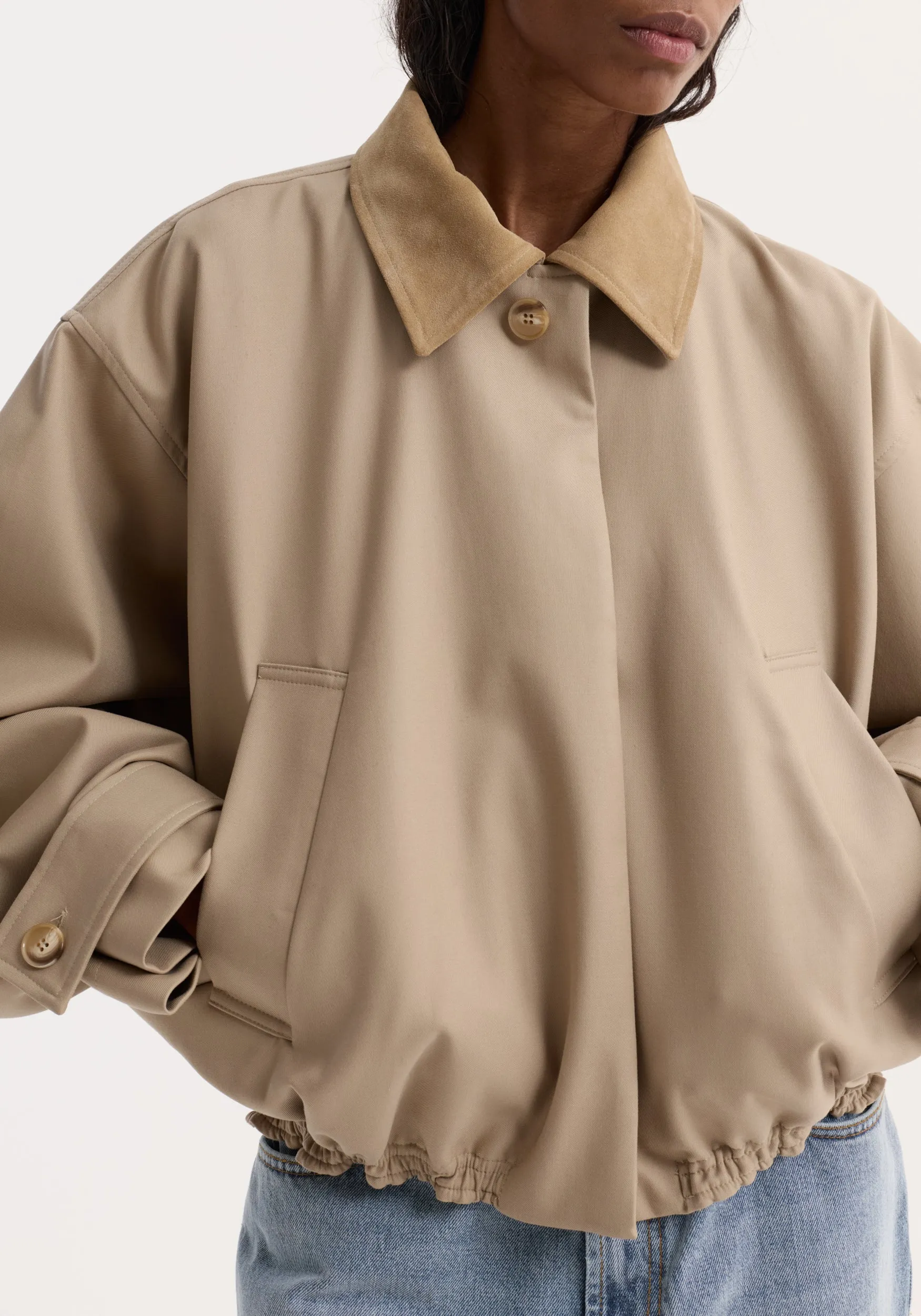 Suede collar blouson jacket | sand sold by Rohe product image thumbnail 4