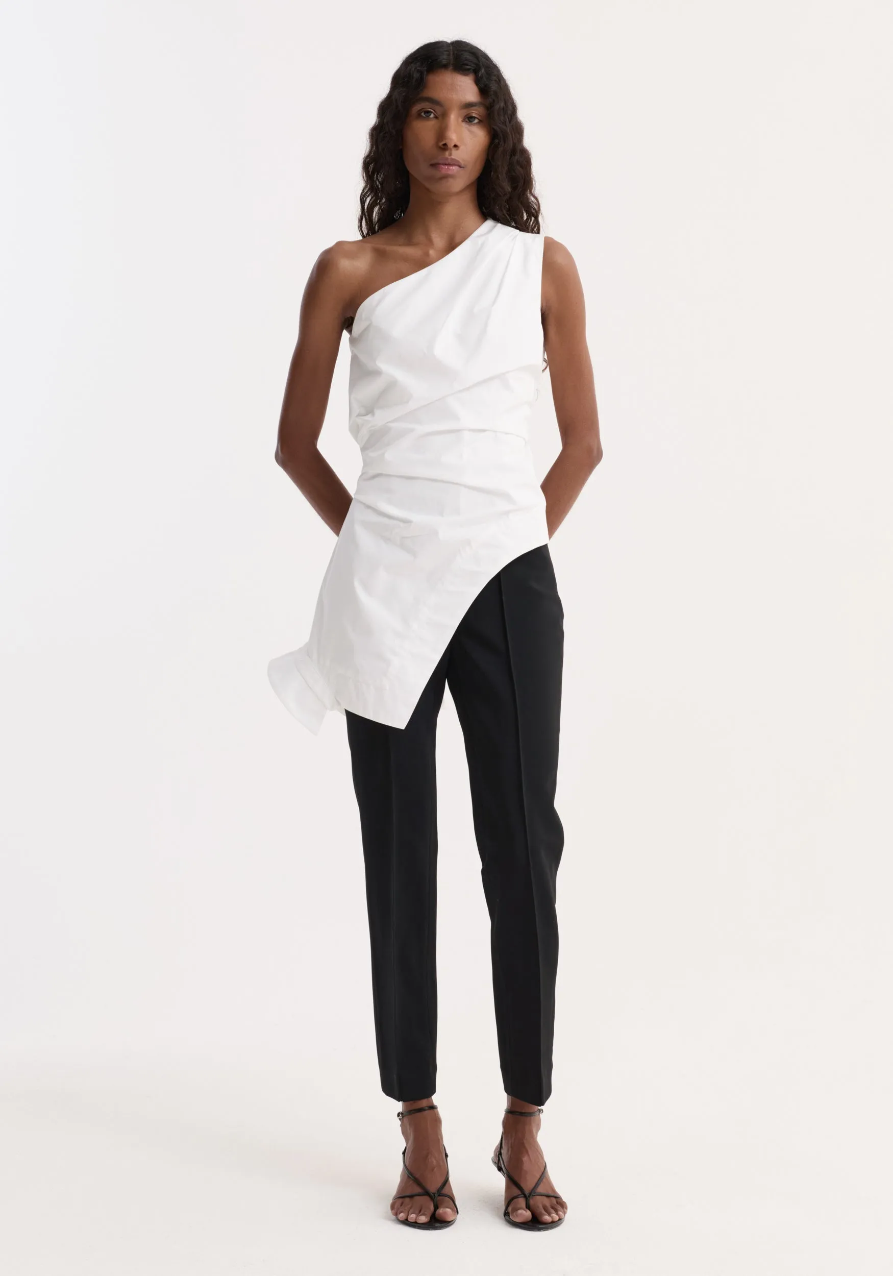 Reimagined one shoulder top | optic white sold by Rohe