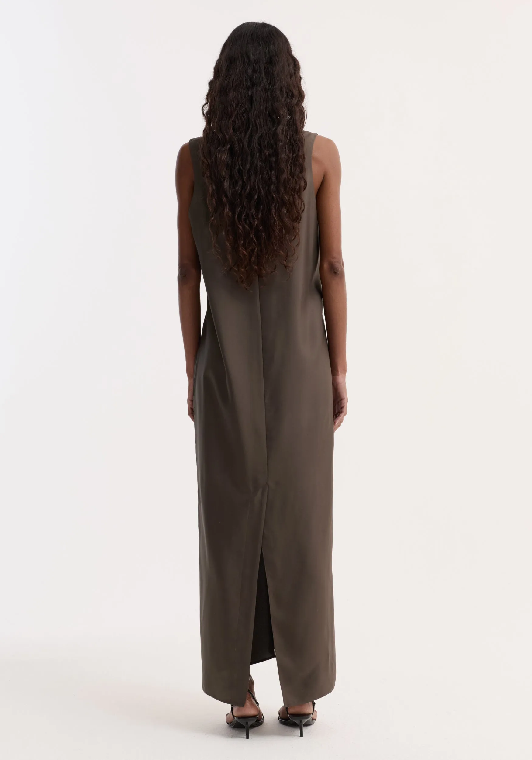 Silk scoop-neck dress | earth sold by Rohe product image thumbnail 5